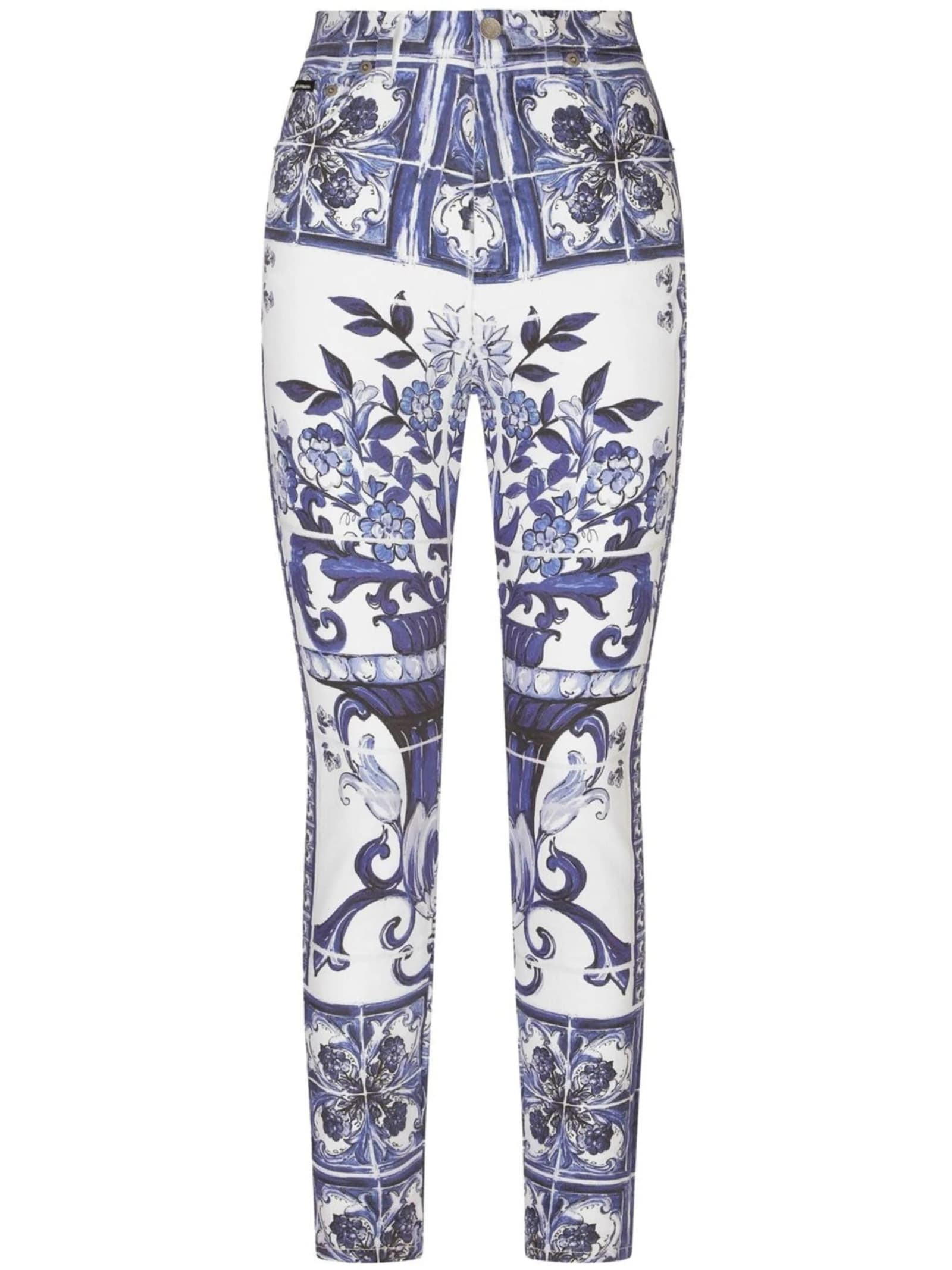 Shop Dolce & Gabbana Pantaloni 5 Tasche St Maiolica In Blu