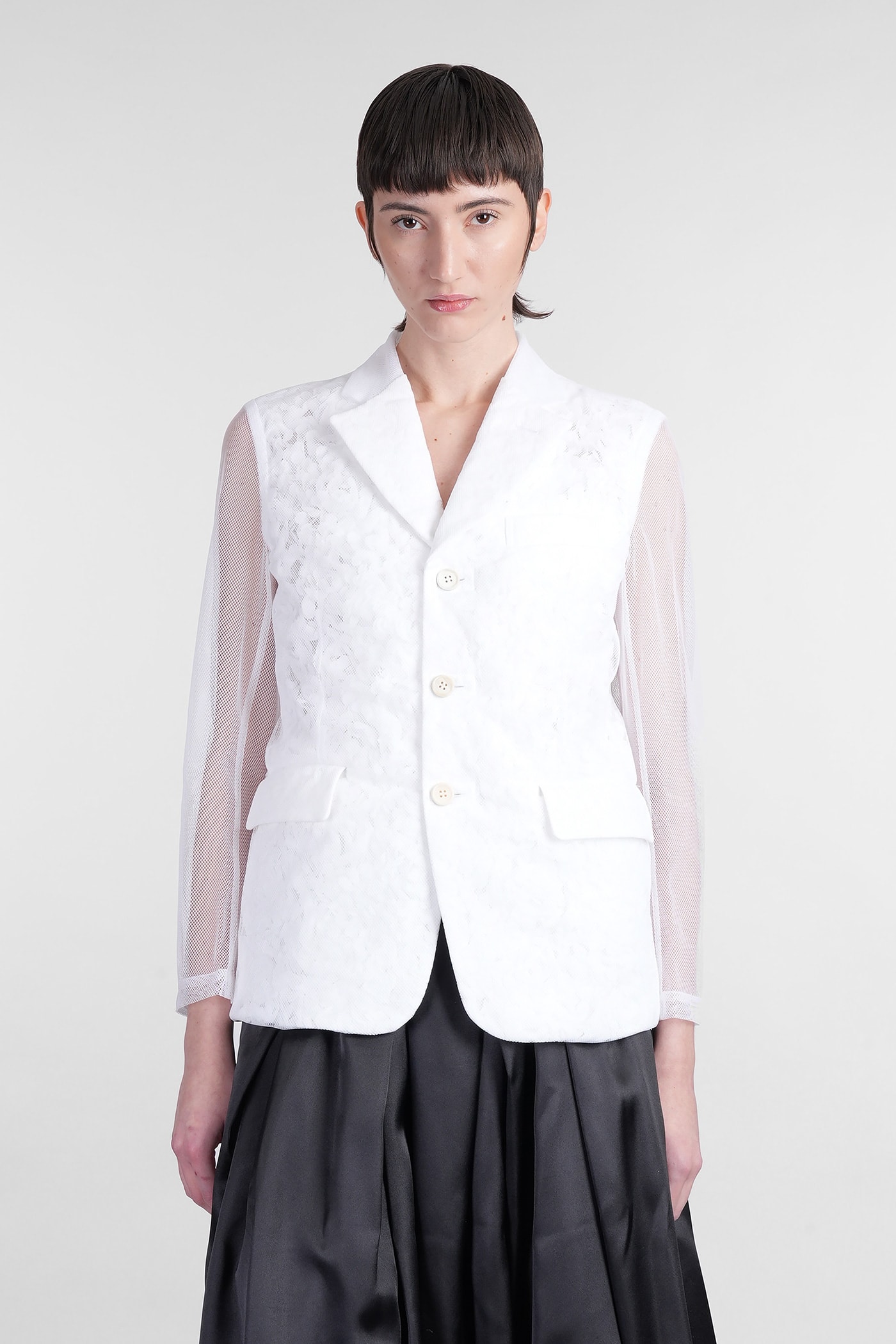 Shop Comme Des Garçons Blazer In White Nylon