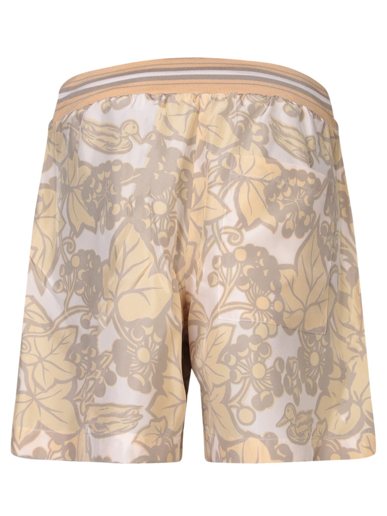 Shop Burberry Beige Silk Shorts With Print