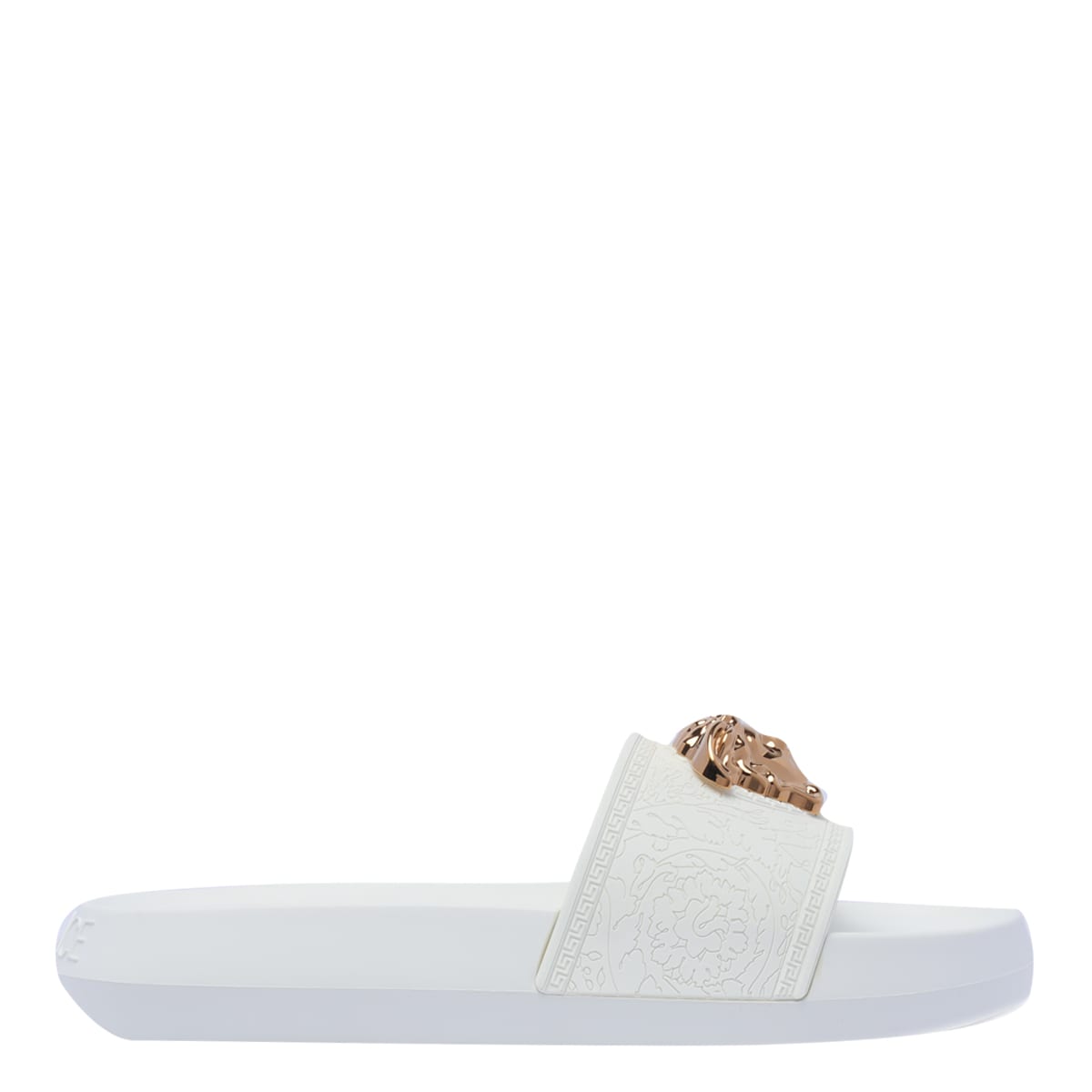 Shop Versace Palazzo Slides In White