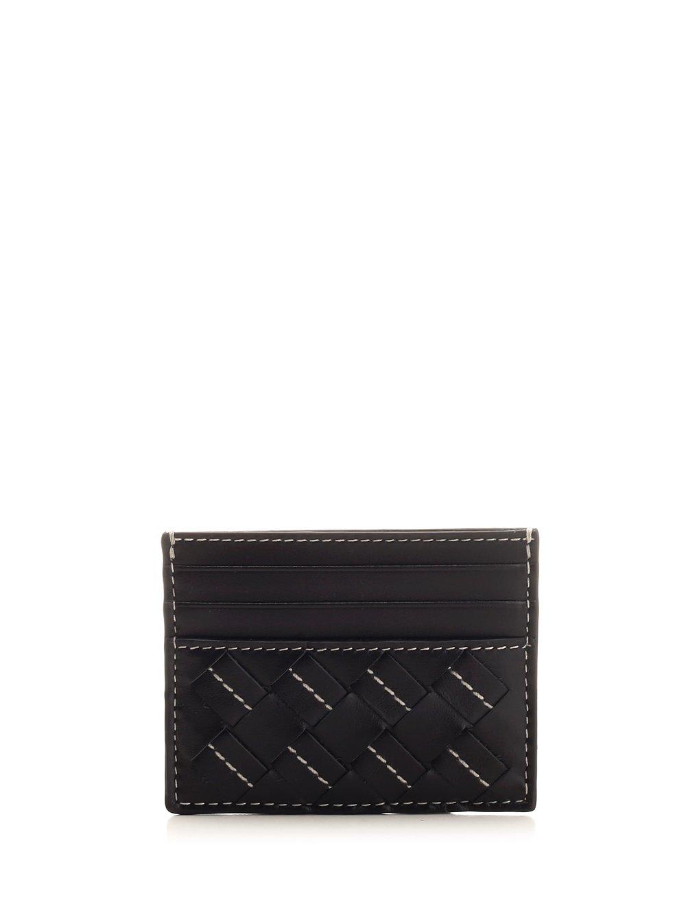 Shop Bottega Veneta Stich Detailed Wallet In Black