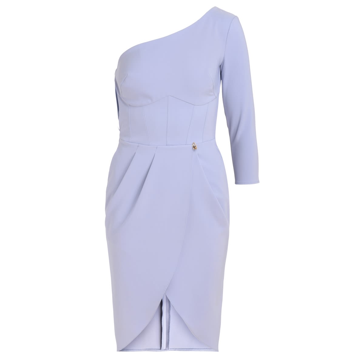 Elisabetta Franchi One-shoulder Dress In Hortensia Color Bielastic Fabric