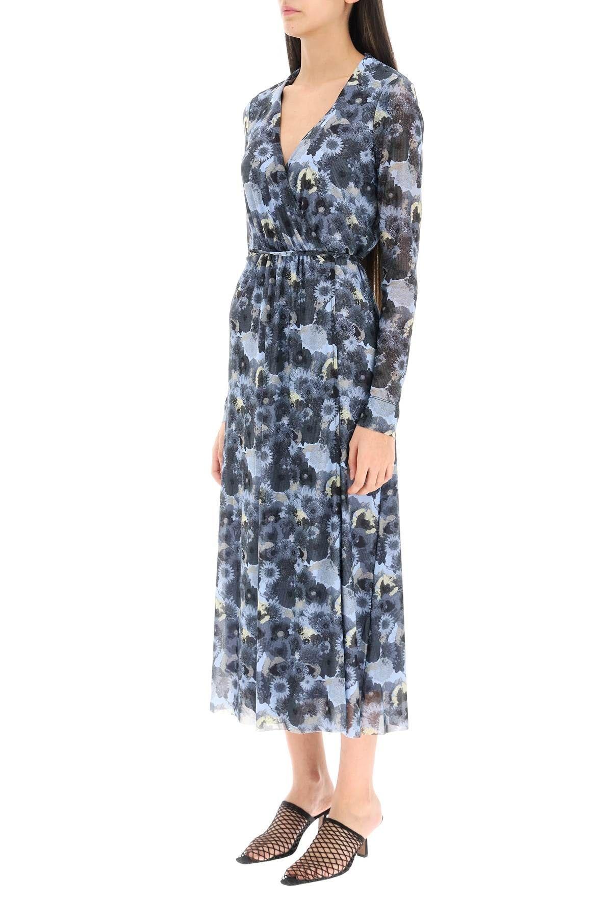 GANNI FLORAL MESH MIDI DRESS