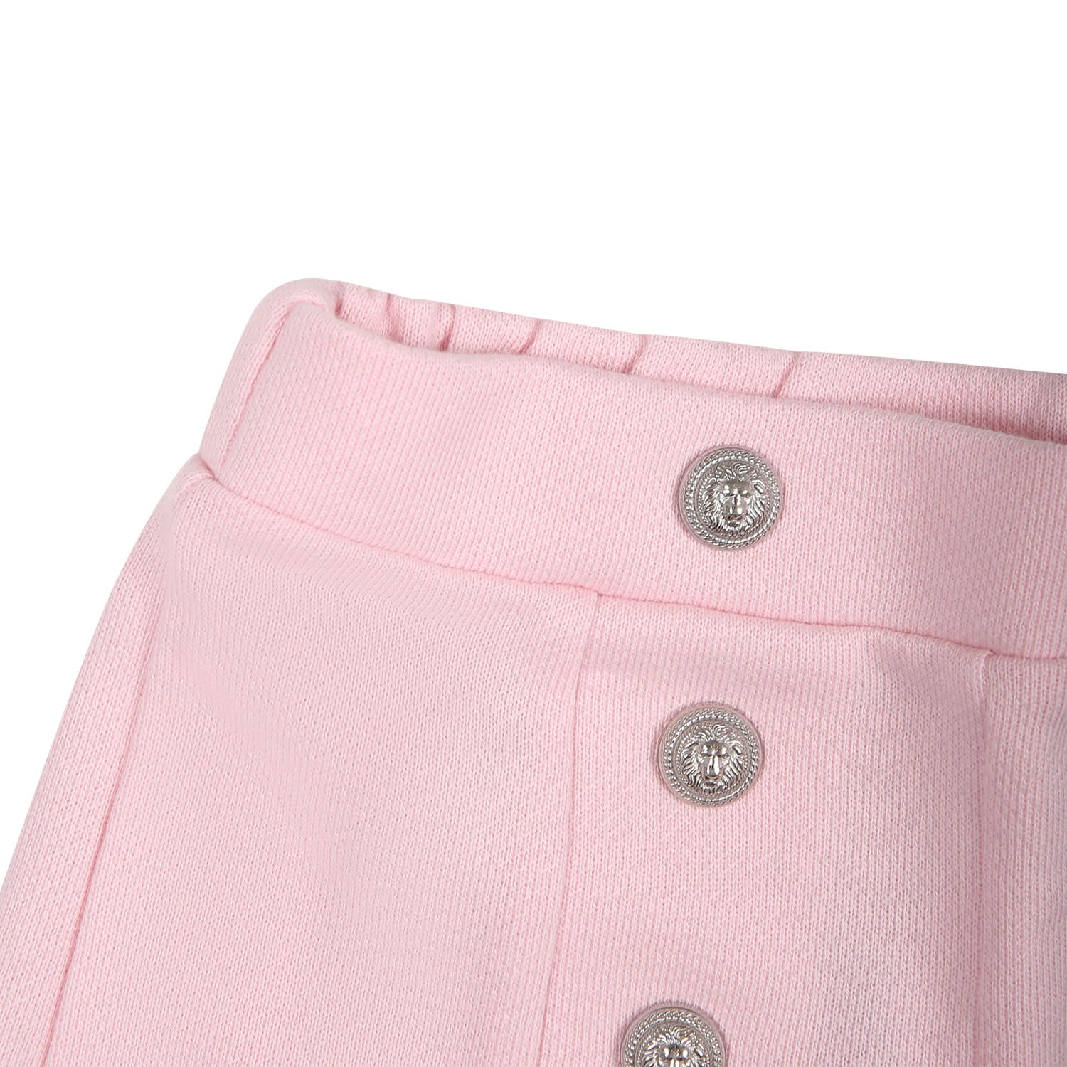 Shop Balmain Pink Shorts For Baby Girl With Silver Buttons