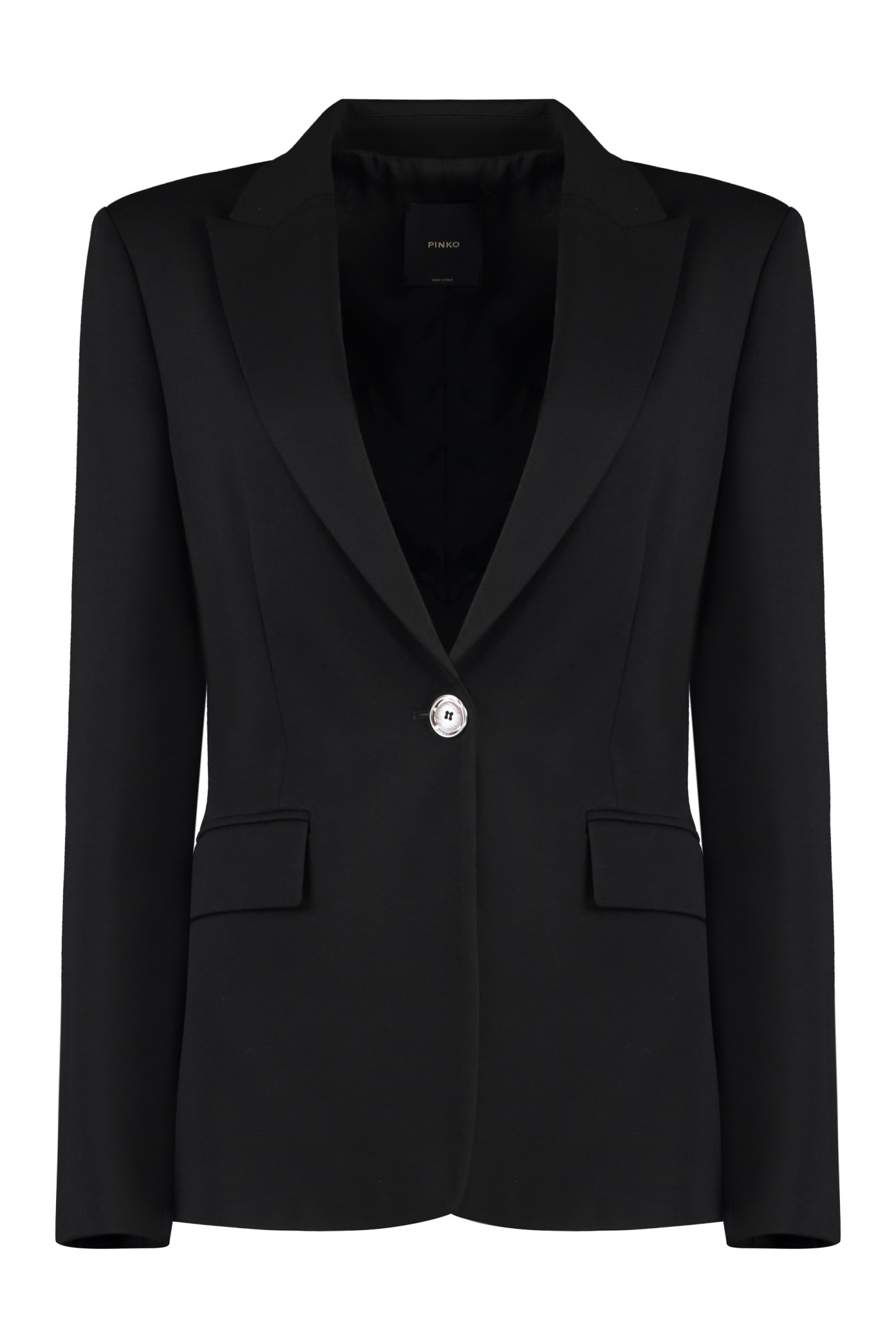 Shop Pinko Signum Single-breasted Viscose Blazer In Black