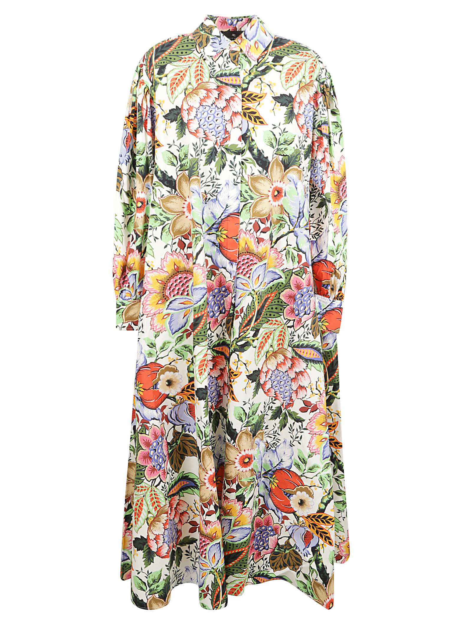 Shop Etro All-over Floral Printed Shirt Dress In White