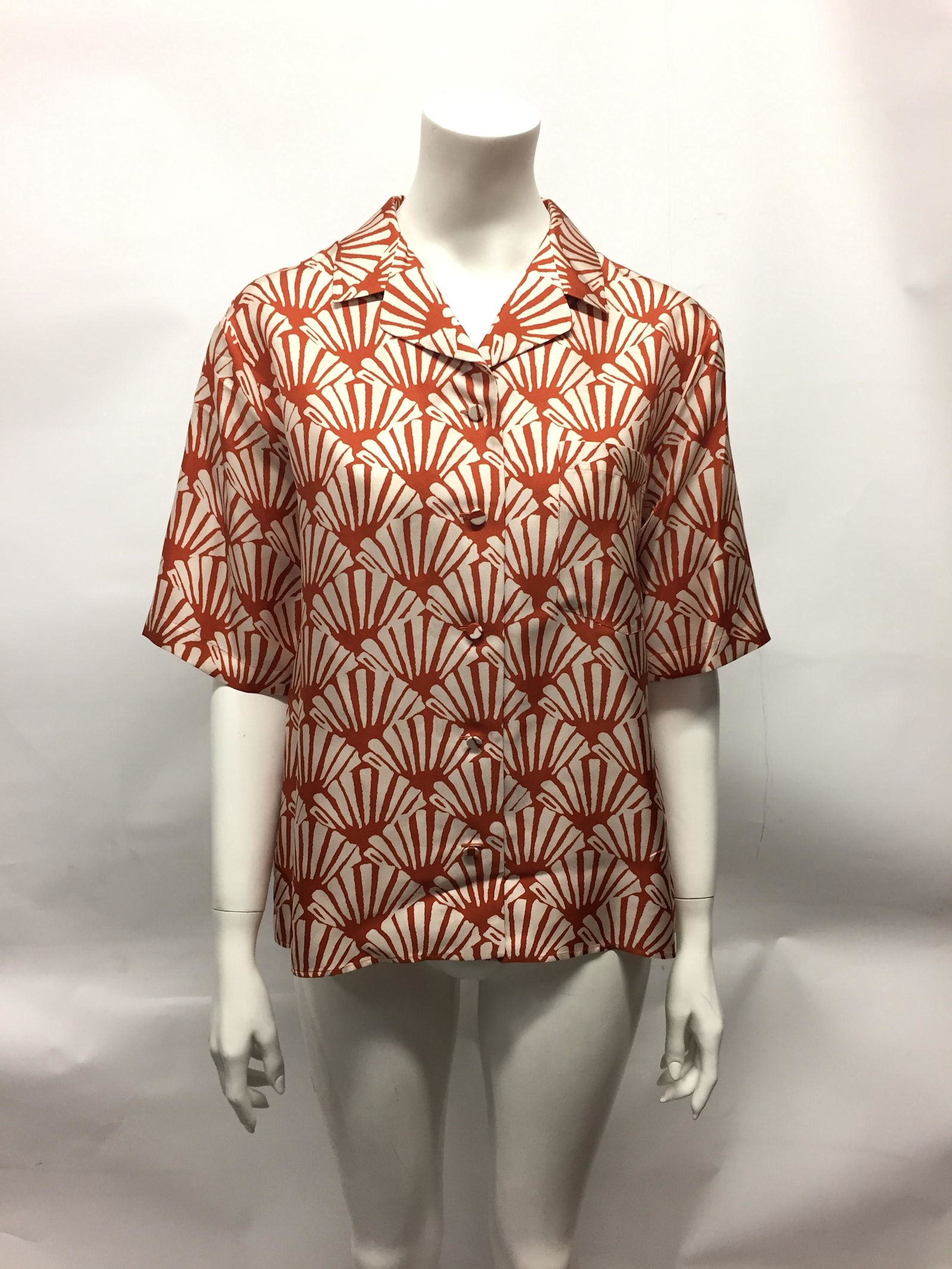 Short Sleeve Printed Silk Shirt