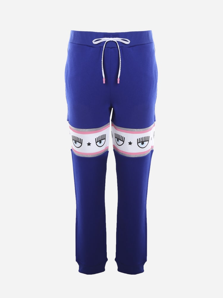 Chiara Ferragni Cotton Blend Trousers With Eyestar Logo Band