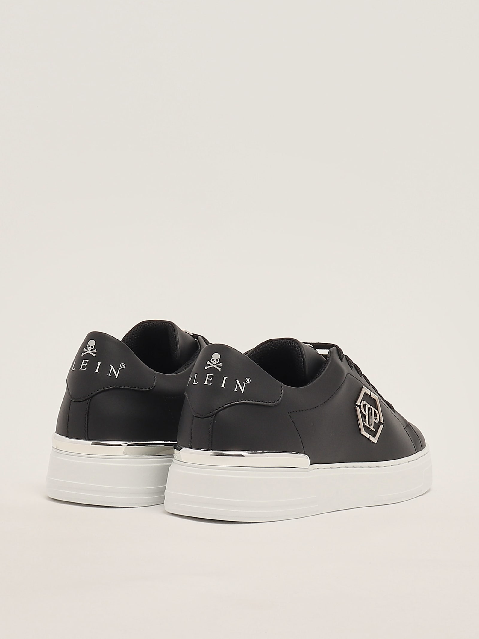 Philipp Plein Lo-top Sneakers Cocco Print Insert Hexagon In Black