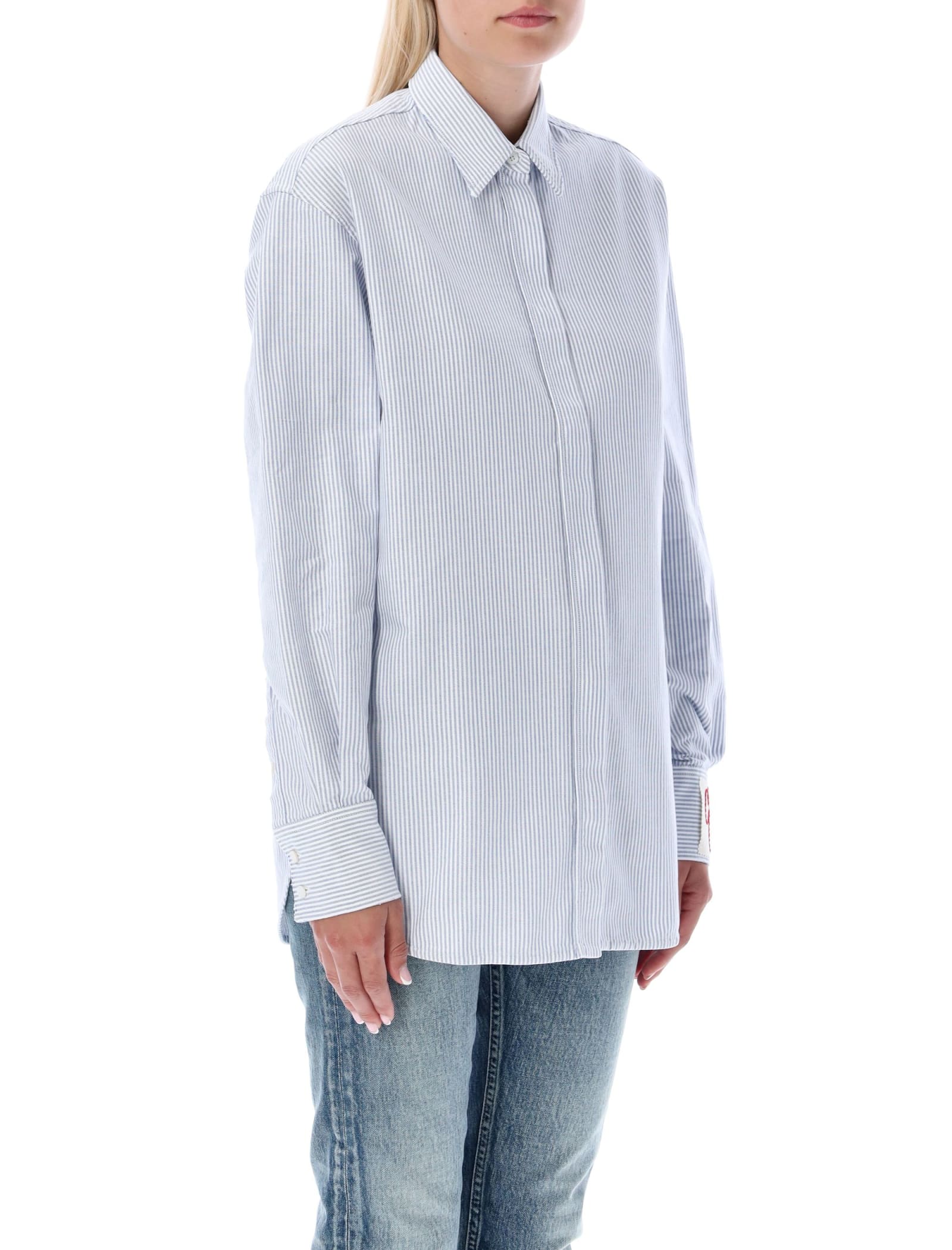 Golden Goose Striped Boyfriend Button-front Shirt In Light Blue