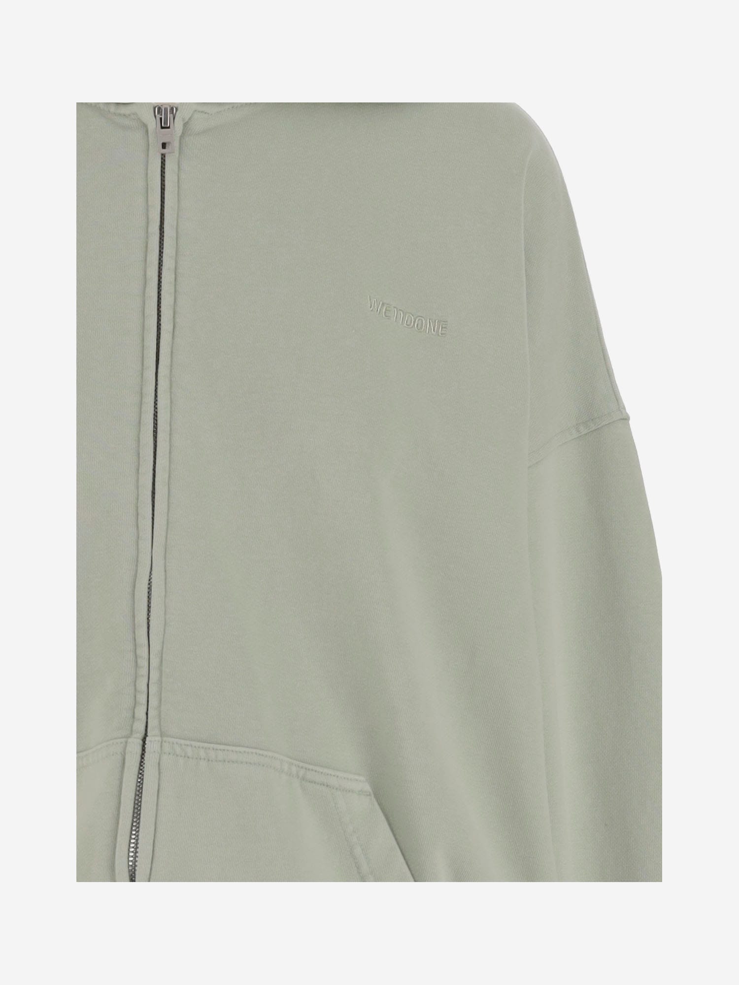 We11 Done Hooded Cotton Sweatshirt With Embroidered Logo And Bear Print In Gray