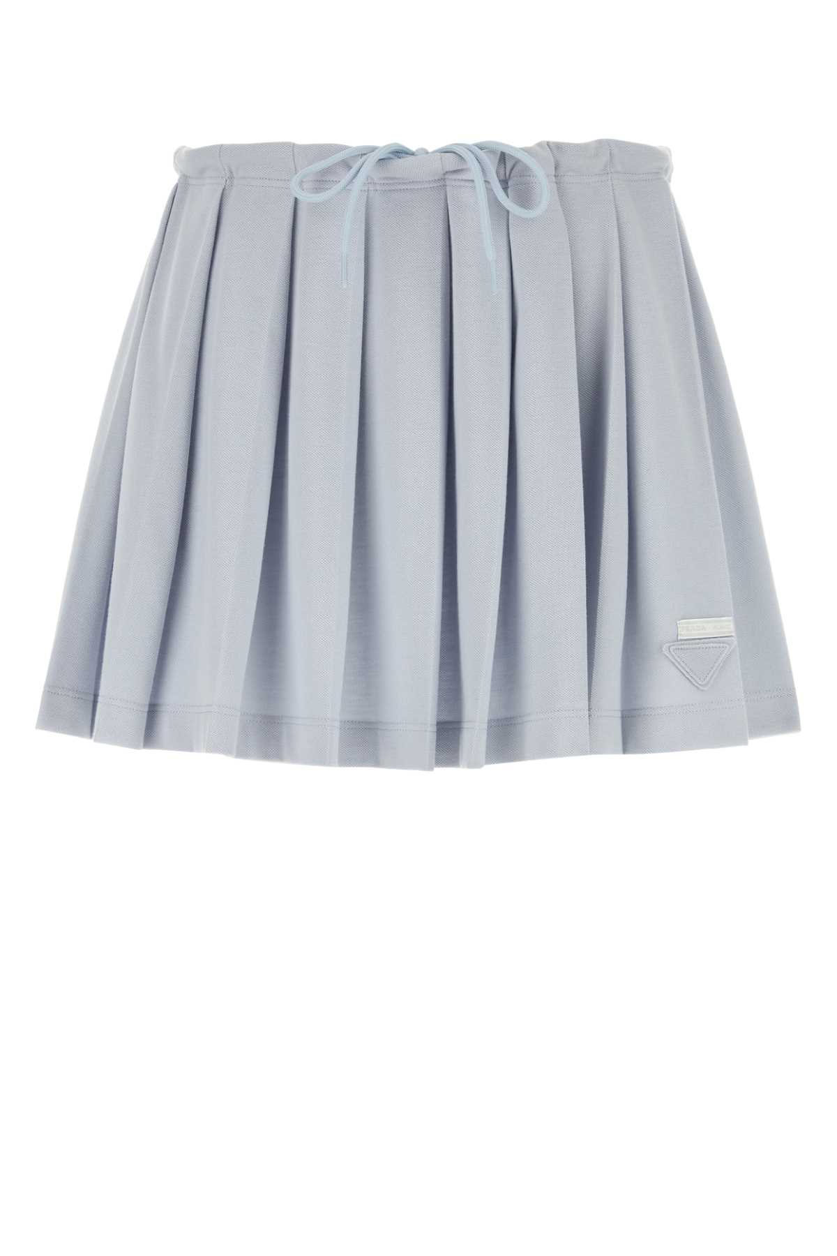 Shop Prada Pastel Light Blue Piquet Mini Skirt In Astro