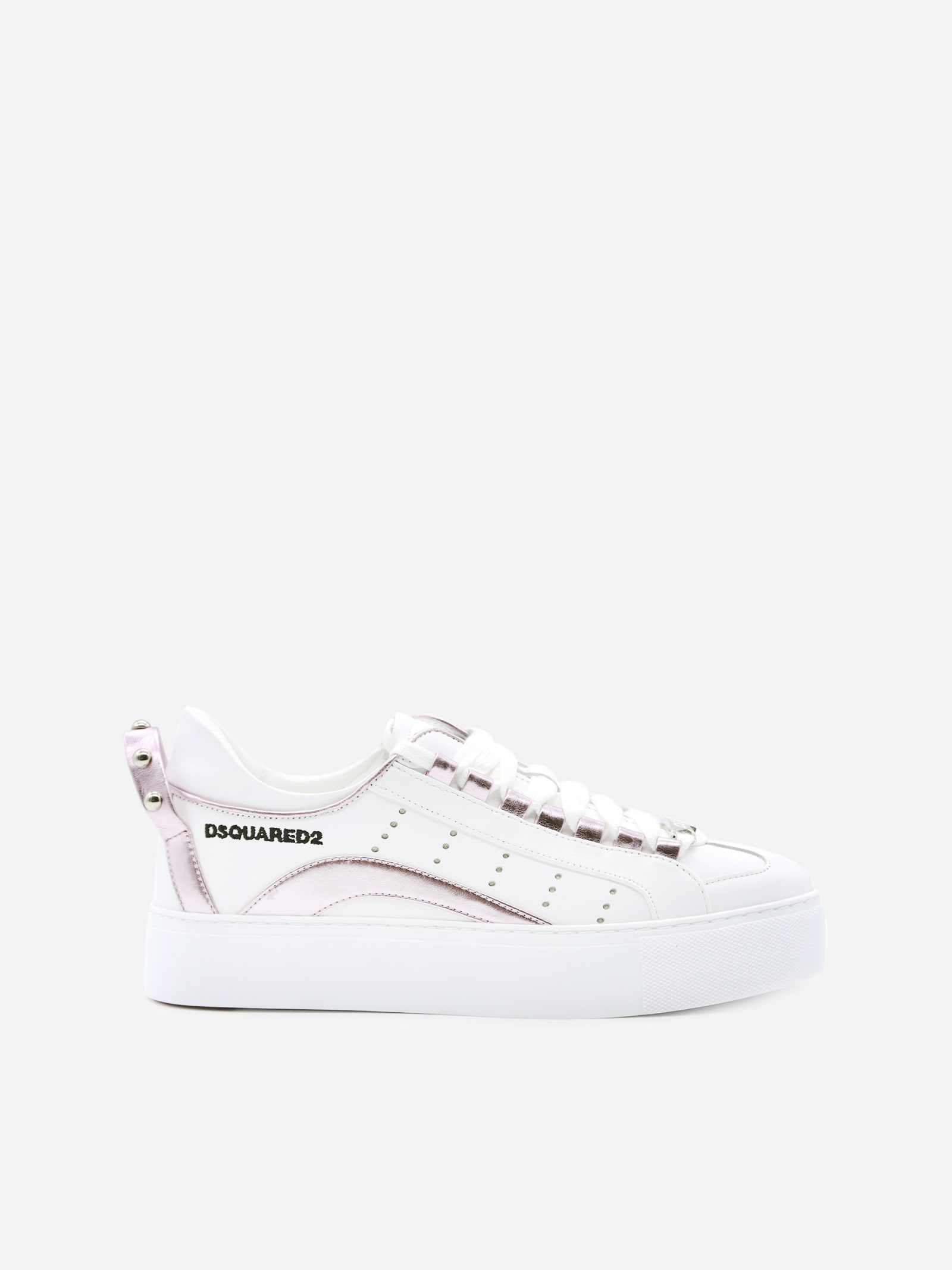 Dsquared2 551 Sneakers In Metallic Effect Leather With Studs Detail