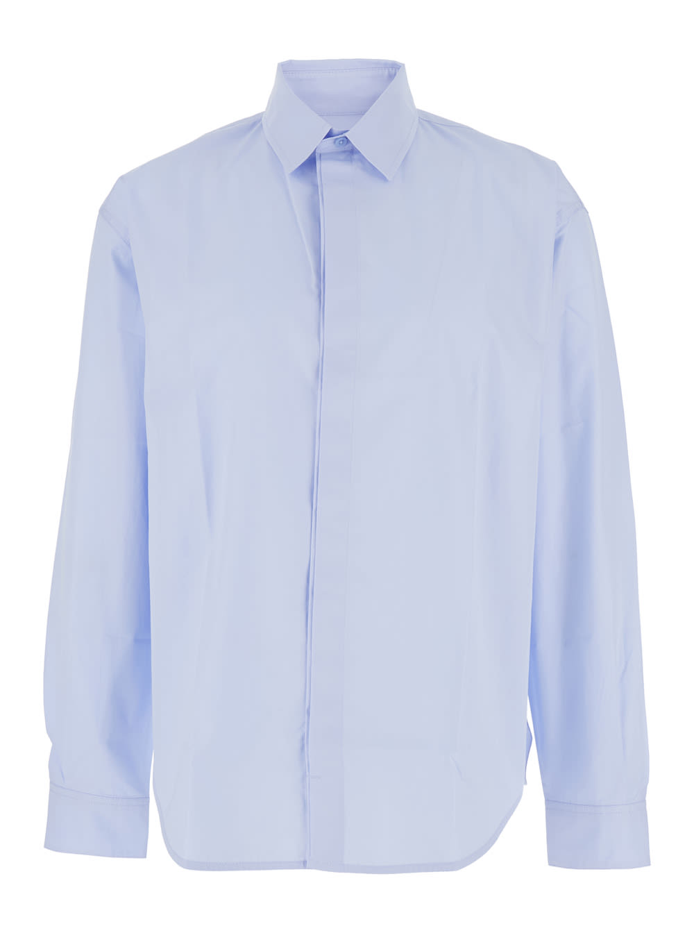 Jacquemus Simon Light Blue Shirt With Logo Lettering On The Front In Cotton Man In Blue