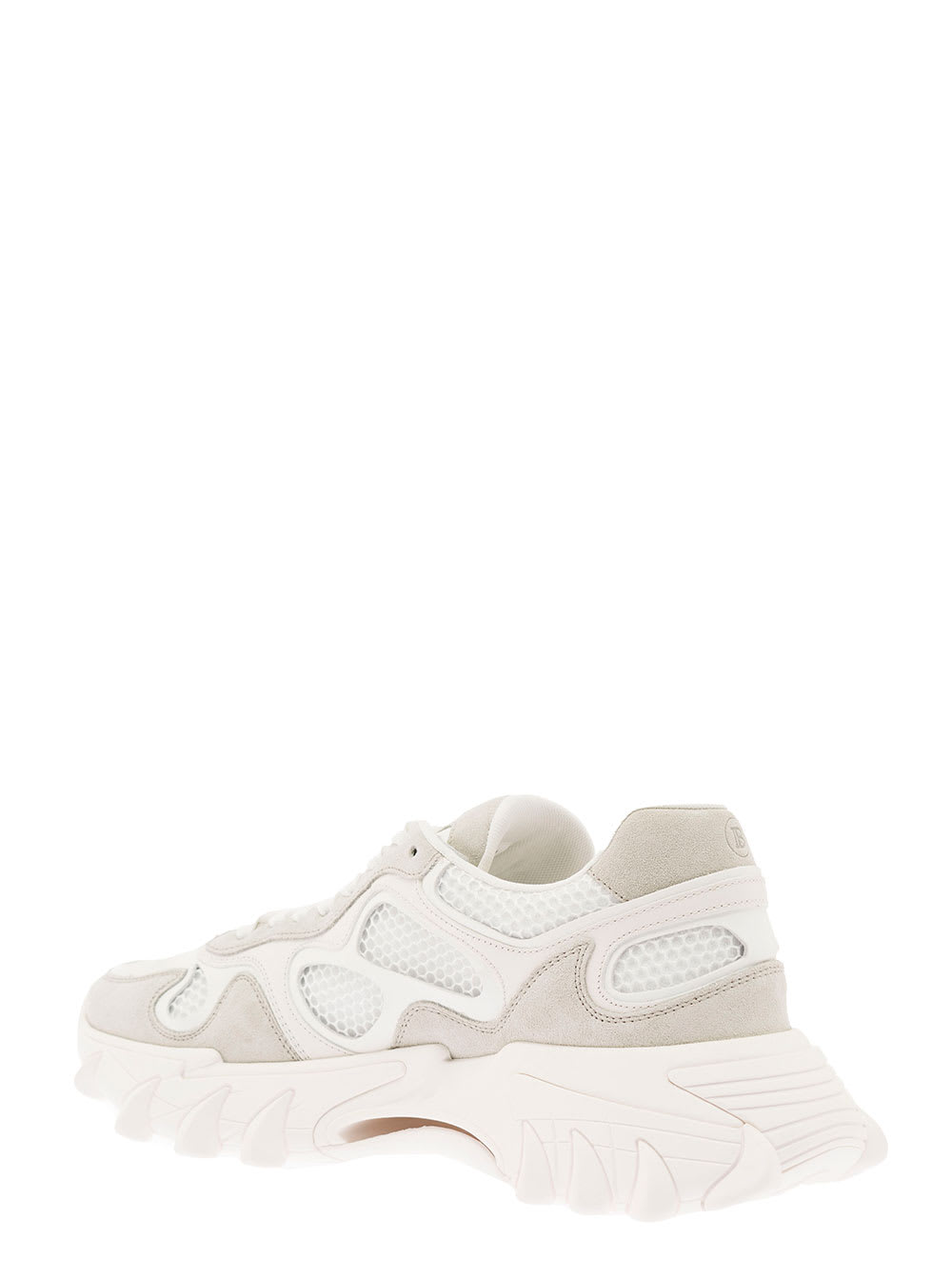 Shop Balmain B-east White Trainers With Mesh And Suede Inserts In Leather Man