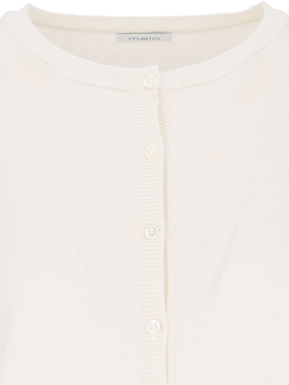 Shop Malo Turn-neck Cardigan In White