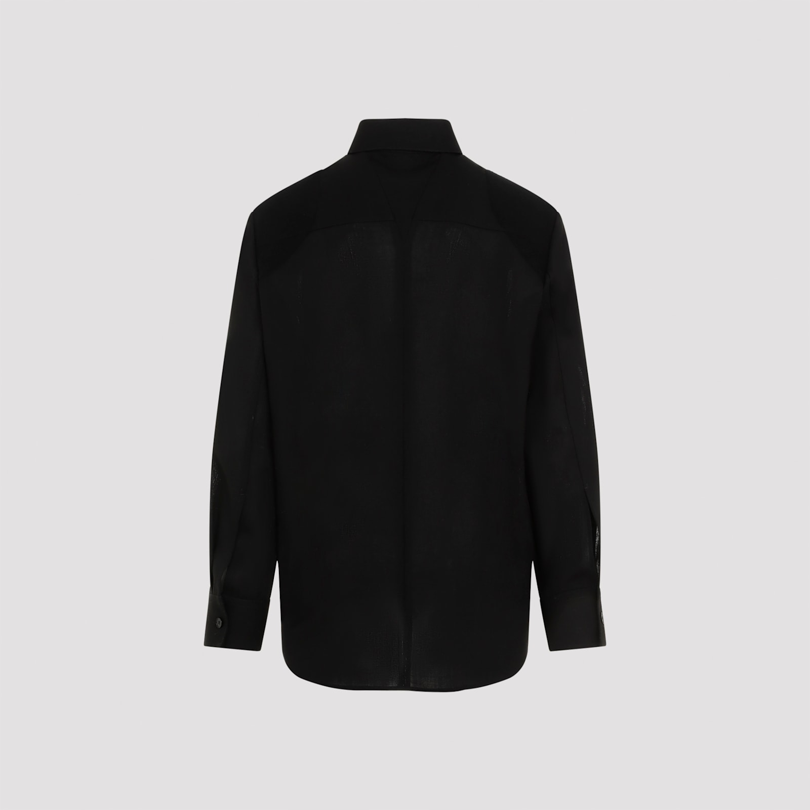 Jil Sander Wool Coat With Long Sleeves And Curved Hem In Black