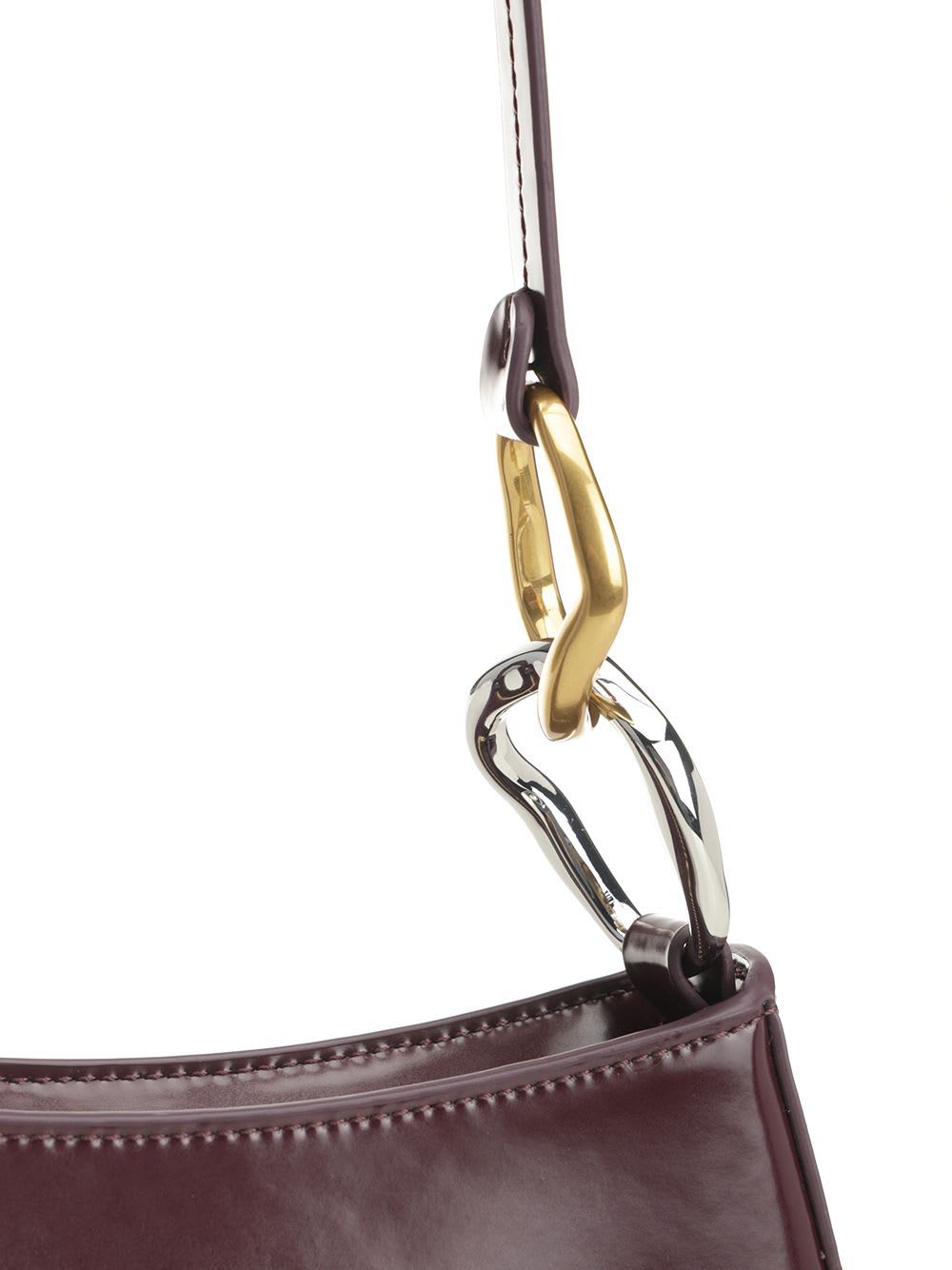 Staud Ollie Shoulder Bag With Curved Handle In Burgundy