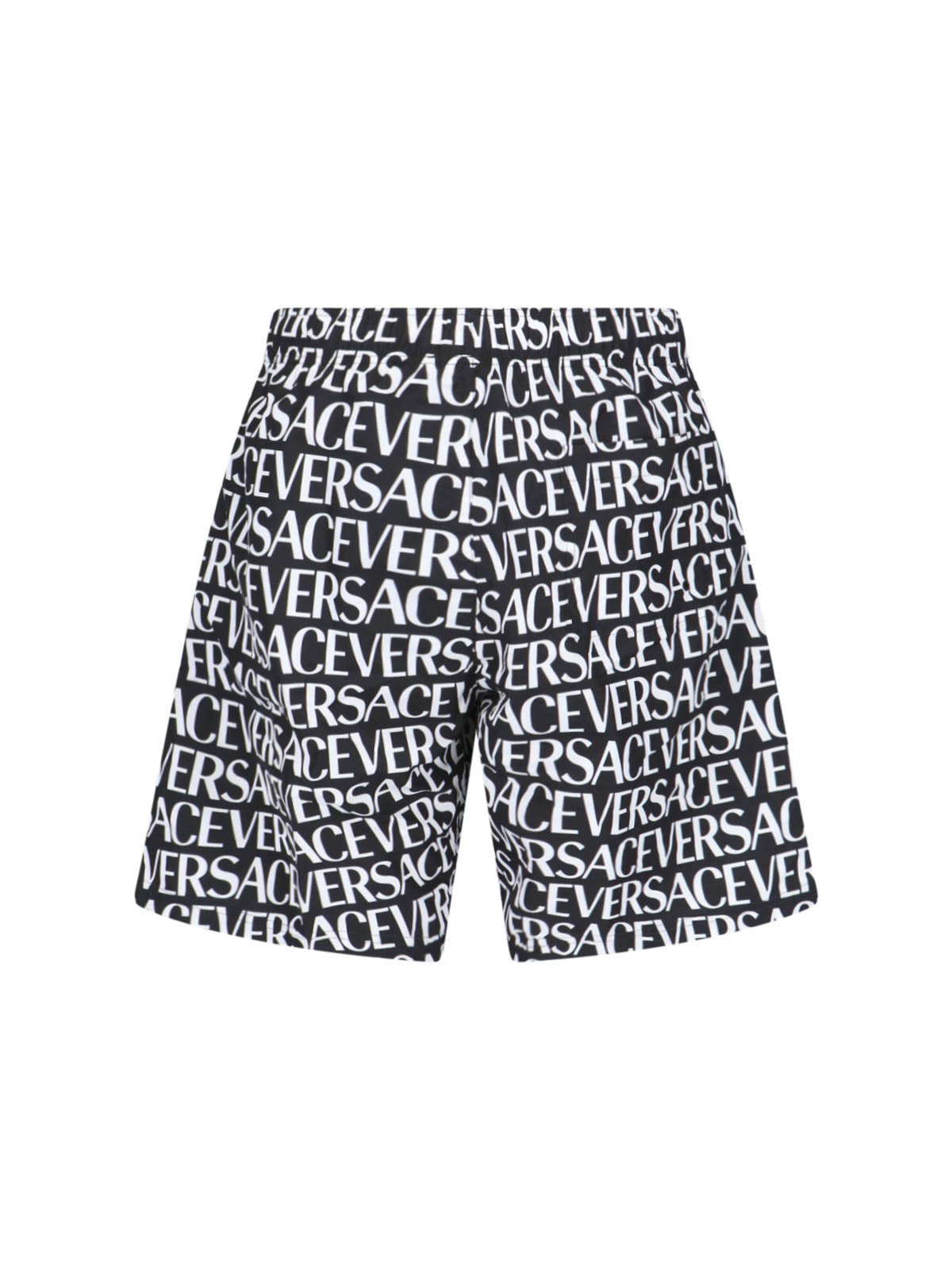 Shop Versace All-over Logo Swimshorts In Black