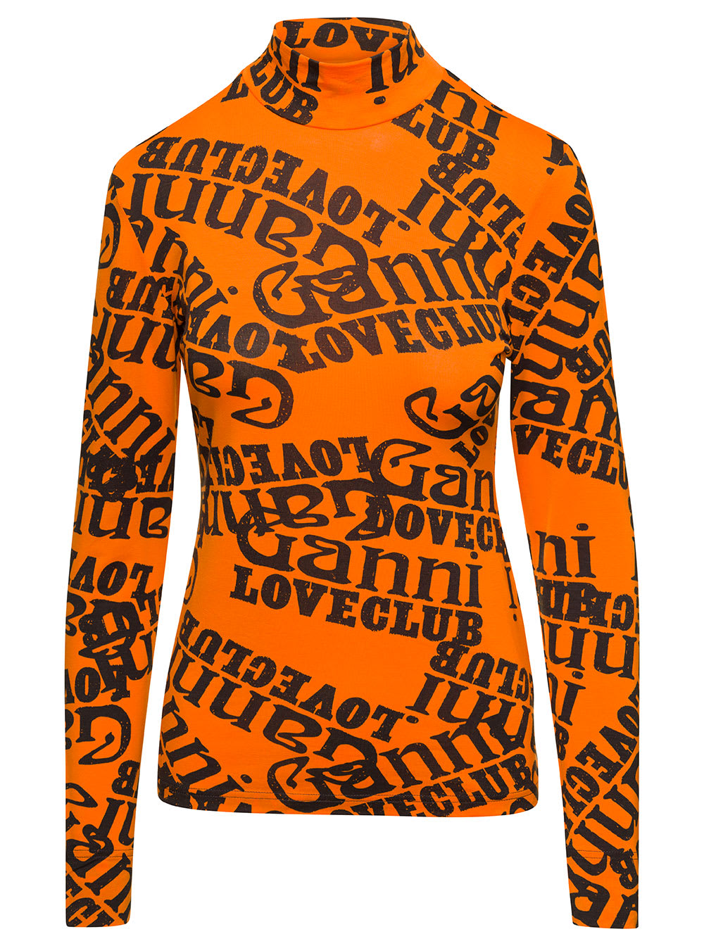Ganni Light Stretch Jersey Rollneck In Orange | ModeSens