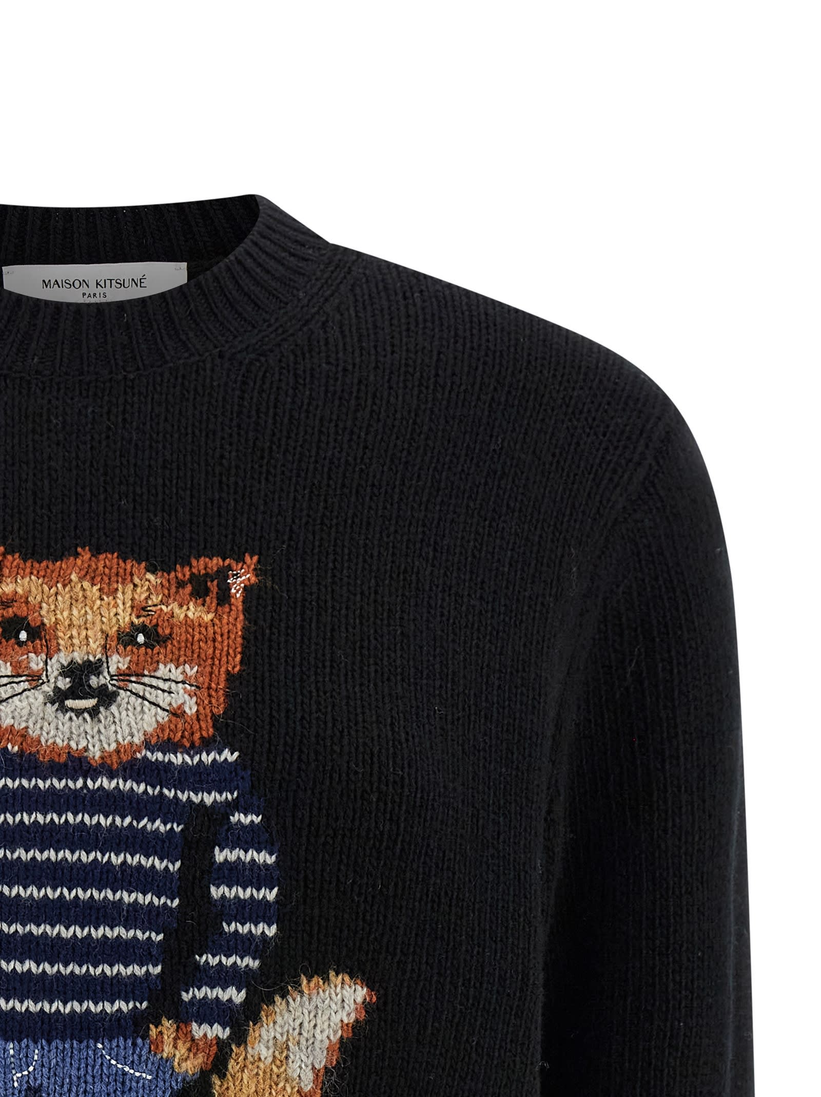 Maison Kitsuné Dressed Fox Sweater In Black
