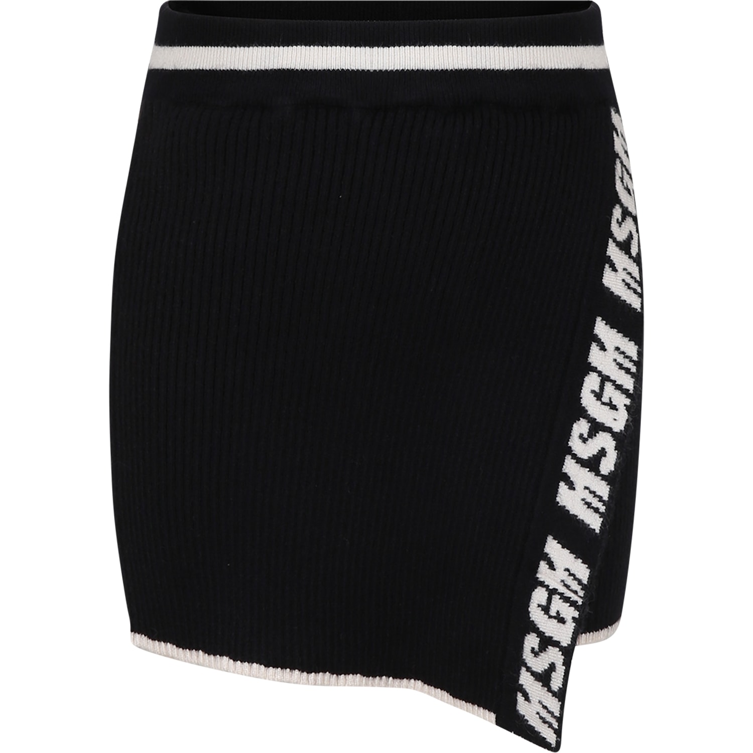 Msgm Kids' Black Shorts For Girl With Logo