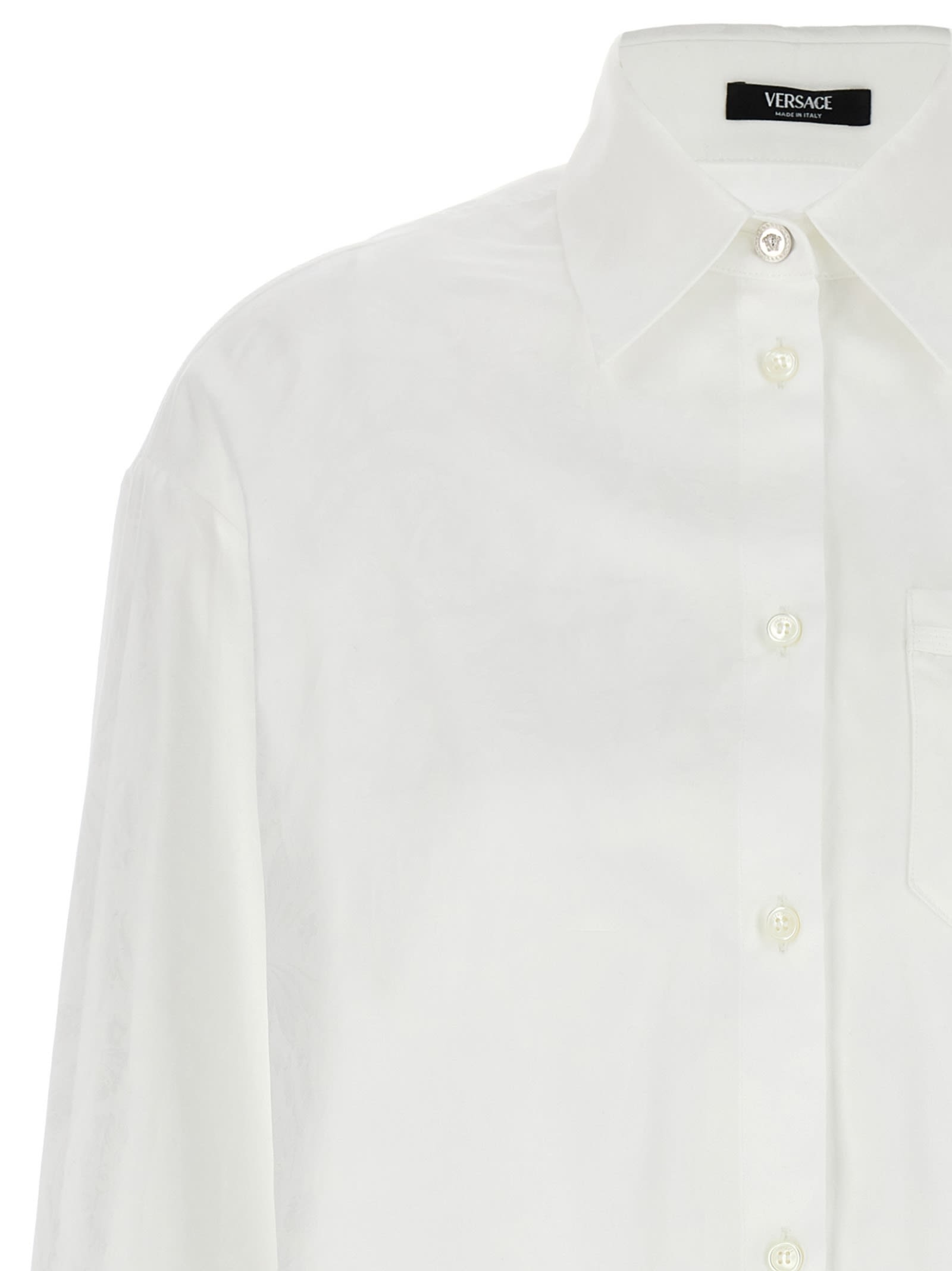 Shop Versace Broccato Shirt In White