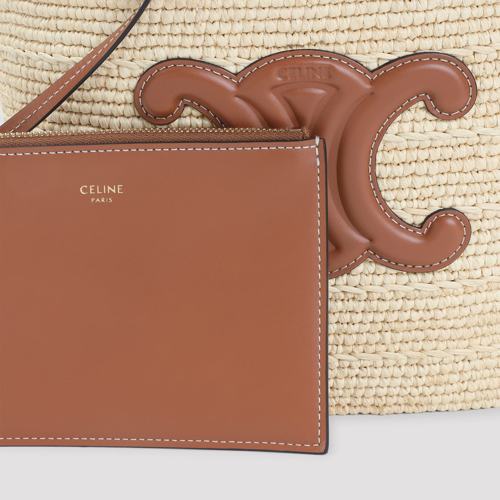 Celine Supple Straw And Leather Shoulder Bag