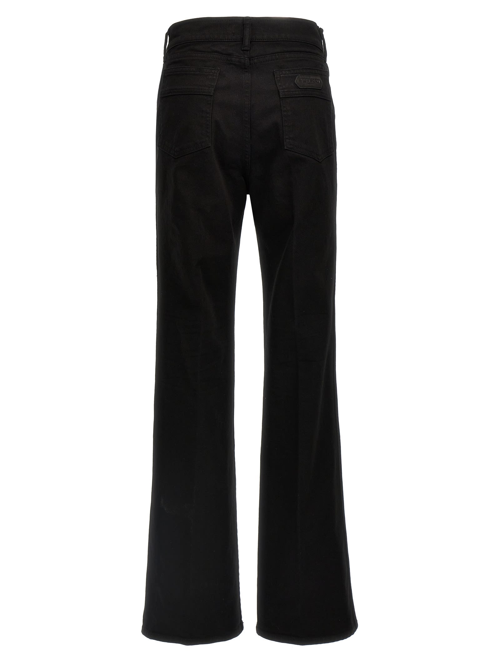 Tom Ford Black Stretch Twill Denim Wide Flare Jeans In Black