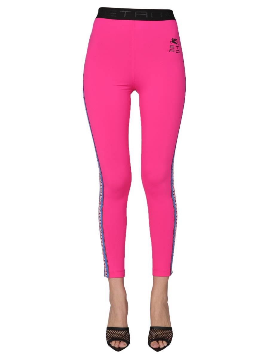 Shop Etro Leggings With Logo In Pink