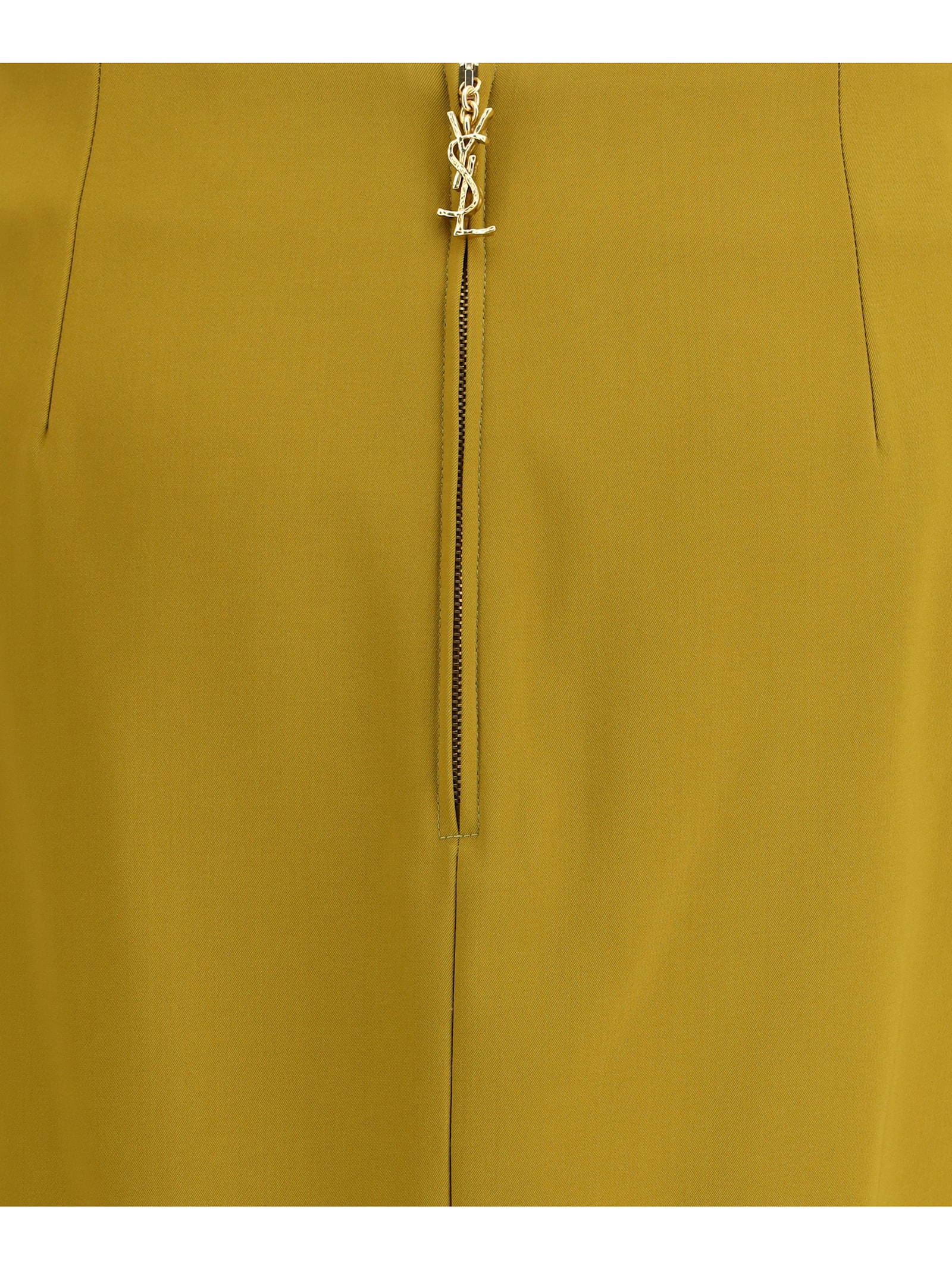 Saint Laurent Mid-rise Pencil Skirt In Brown