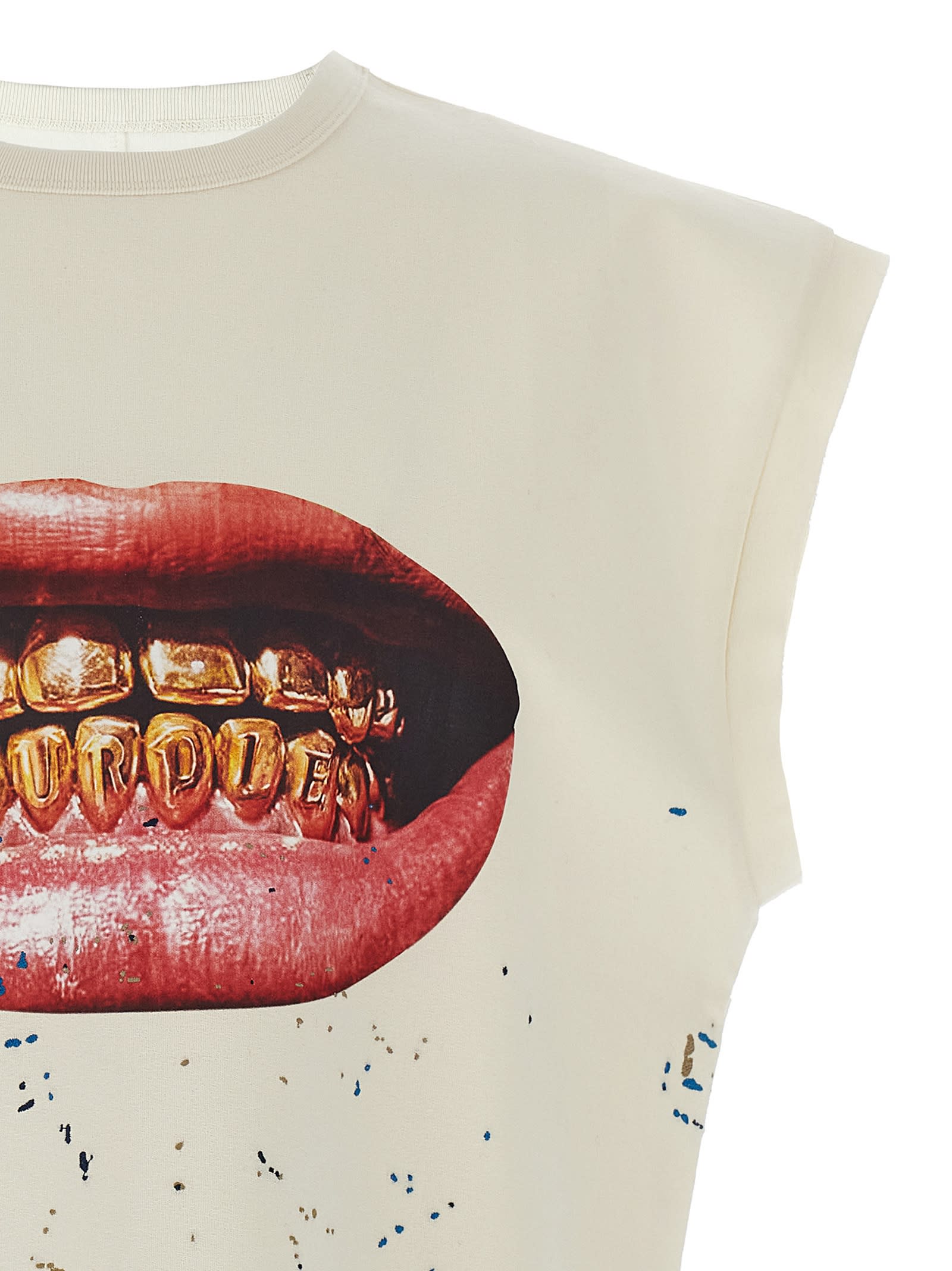 Purple Brand White Crewneck Sleeveless T-shirt With Maxi Print On The Front In Cotton Man In White