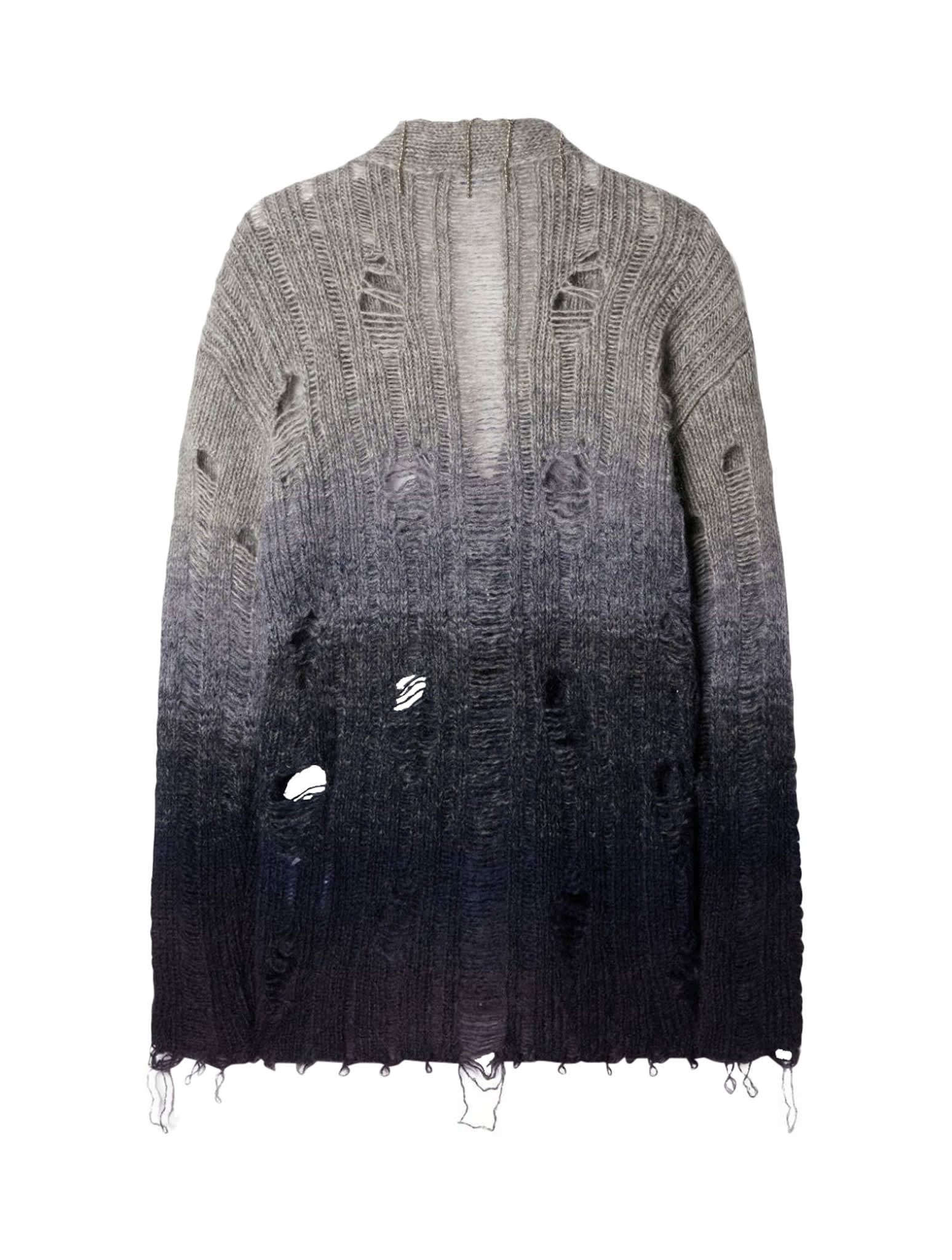 Shop Off-white Punk Pearl Degrade Knit Cardi In Light Grey