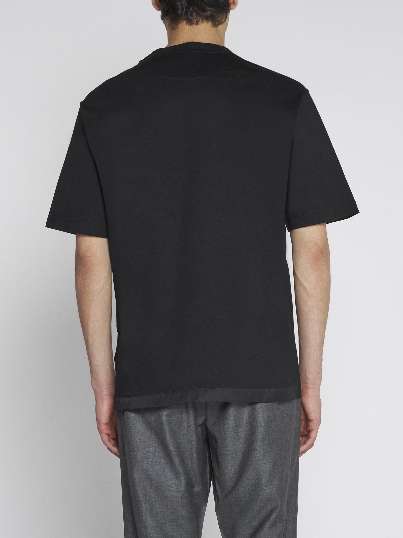 Prada Men's Plain Cotton Badge Pocket T-shirt In Black