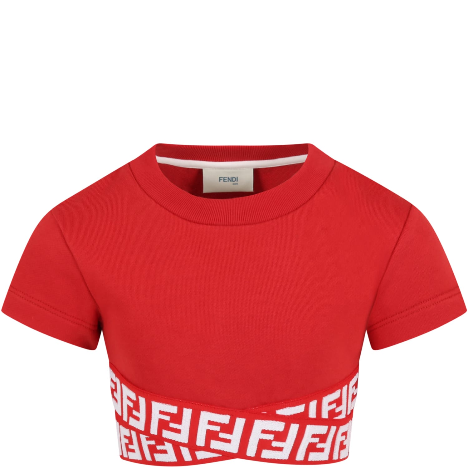 Fendi Red T-shirt For Girl With Double Ff