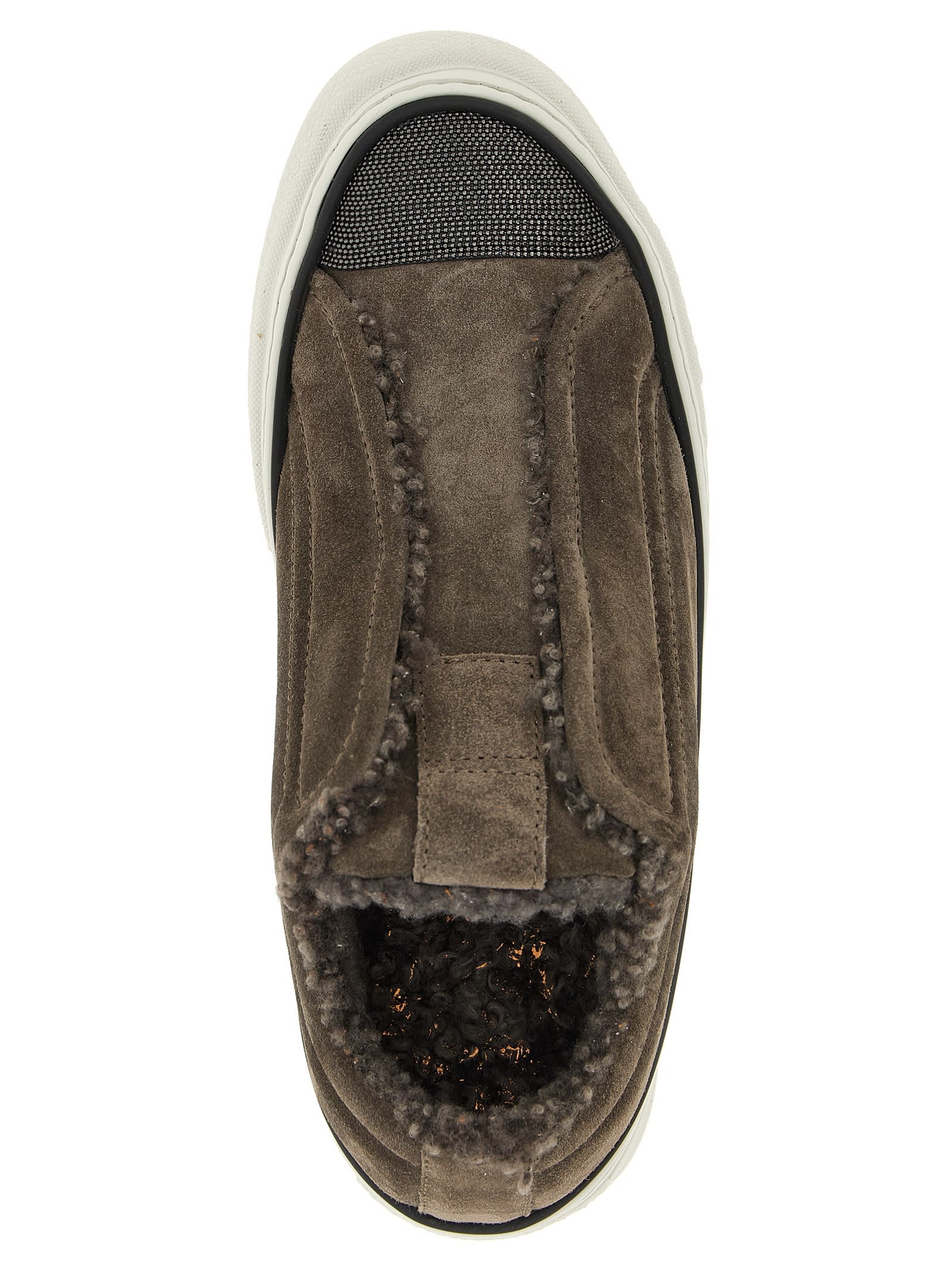 Brunello Cucinelli Precious Toe Sneakers In Gray