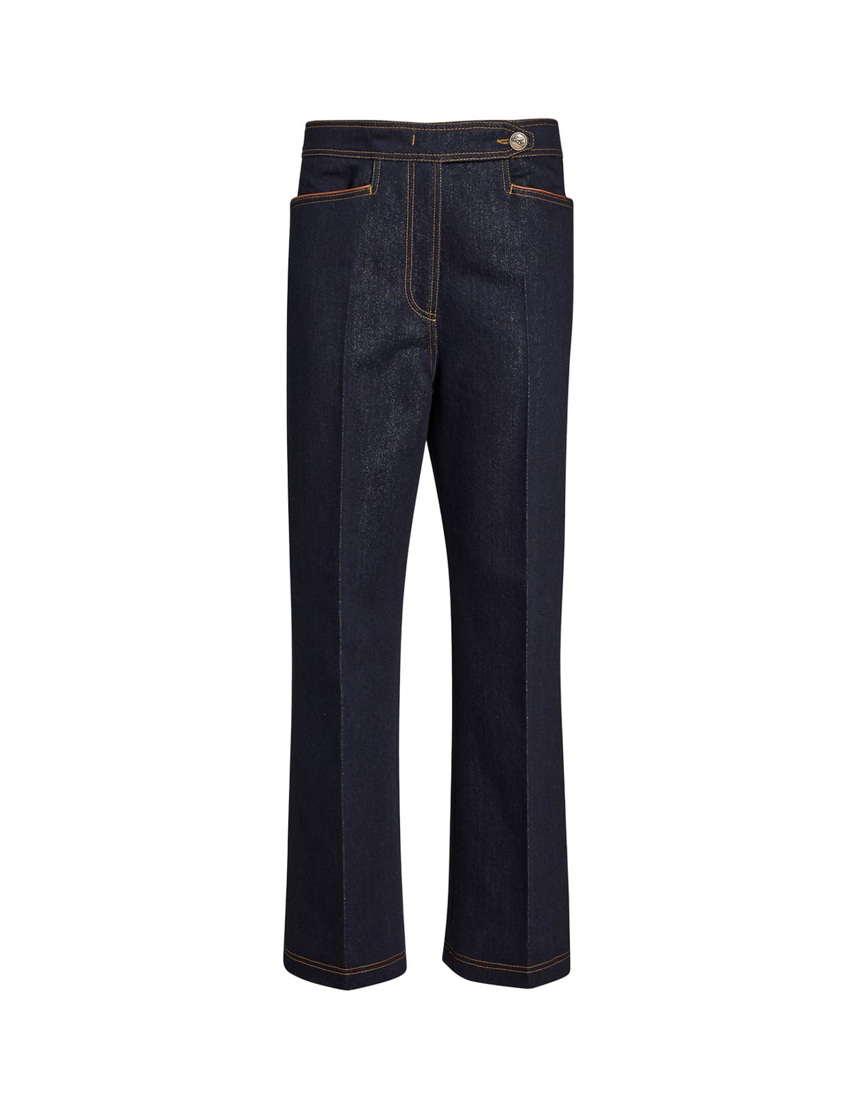 Shop Etro Indigo Crop Jeans With Metallic Texture In Blue