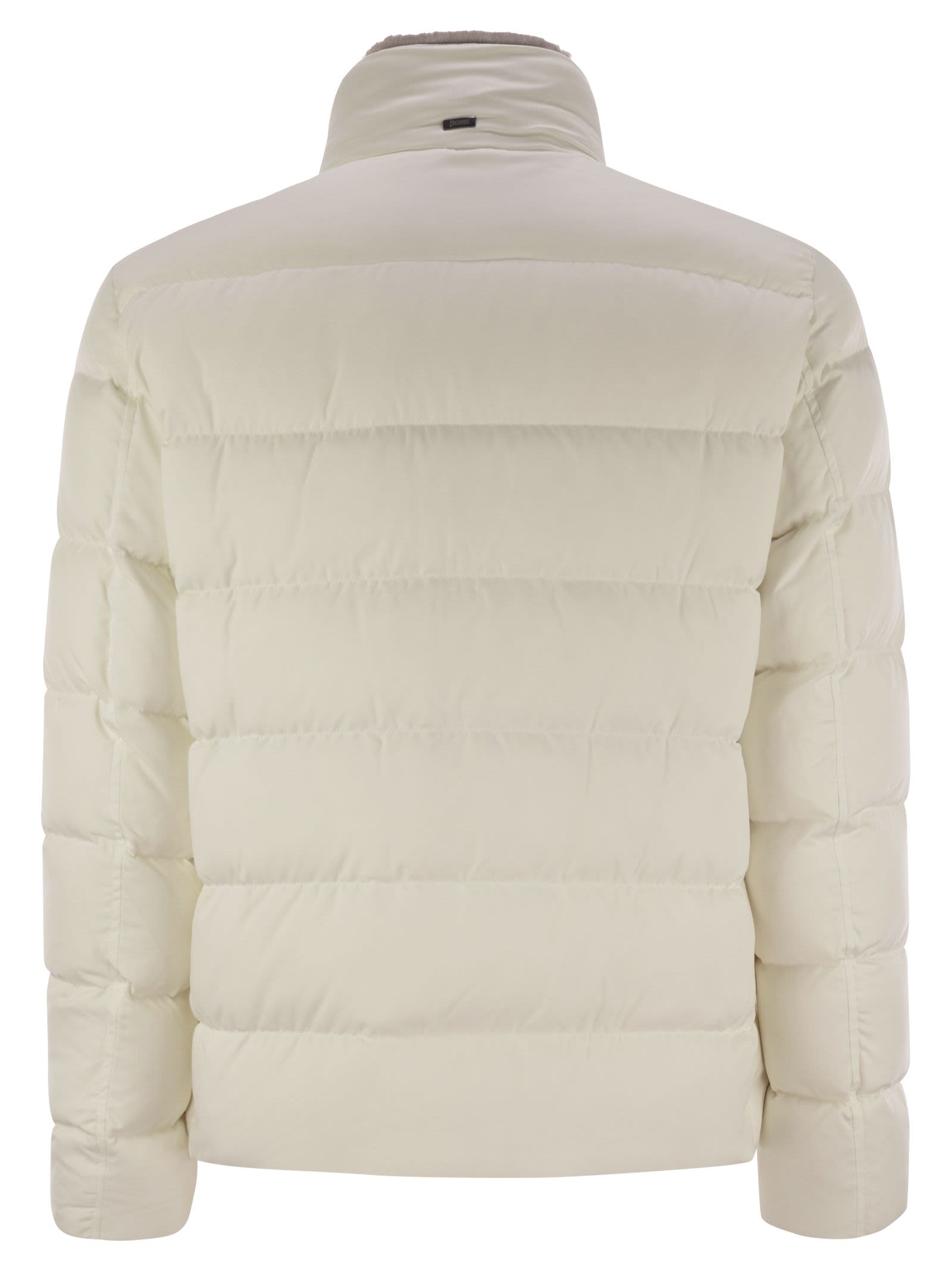 Shop Herno Short Down Jacket With Detachable Fur Insert In White