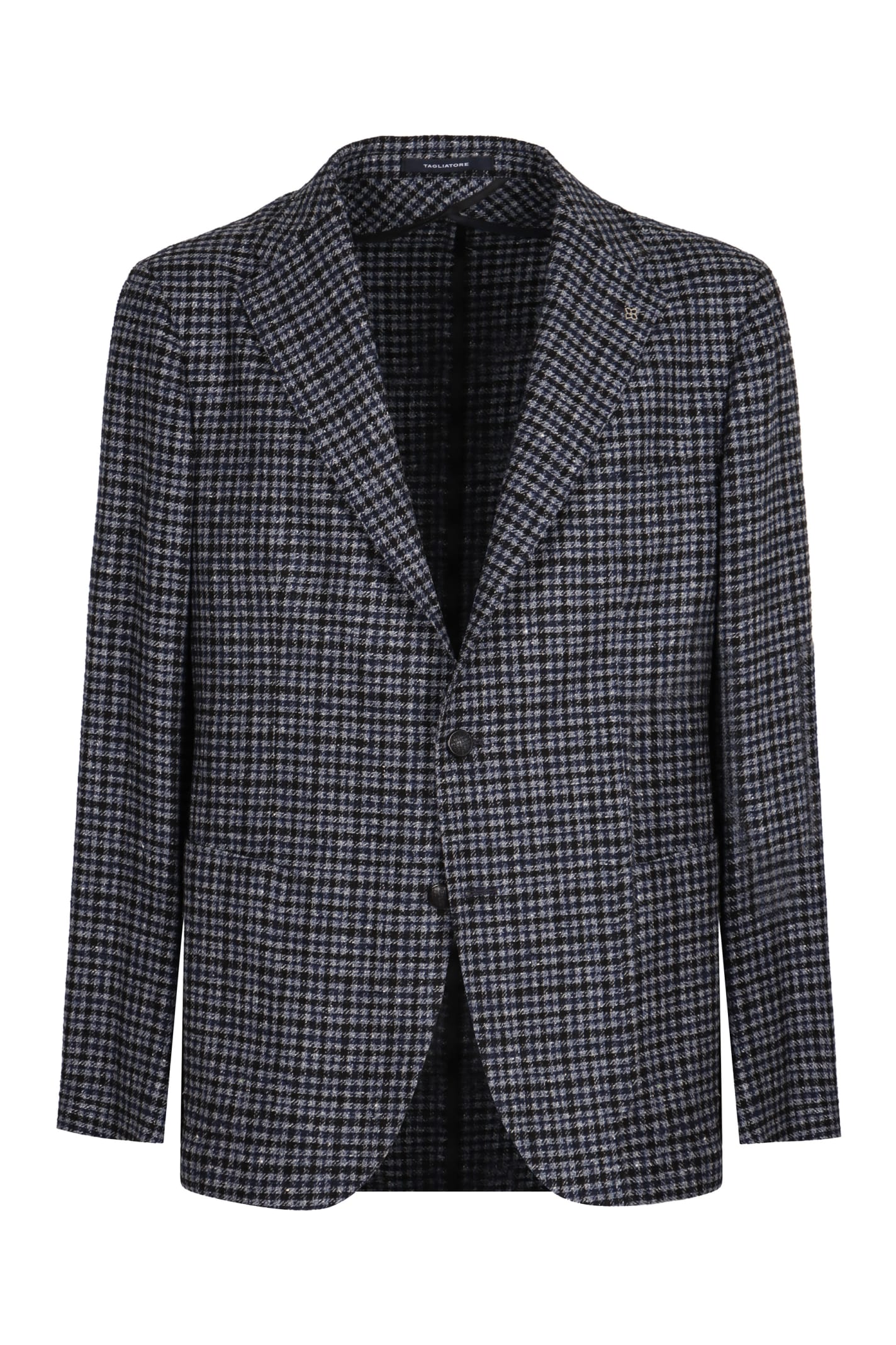 Shop Tagliatore Houndstooth Pattern Blazer In Blue