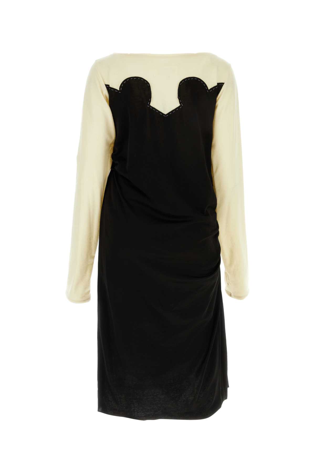 Maison Margiela Two-tone Jersey Dress In Blackcream