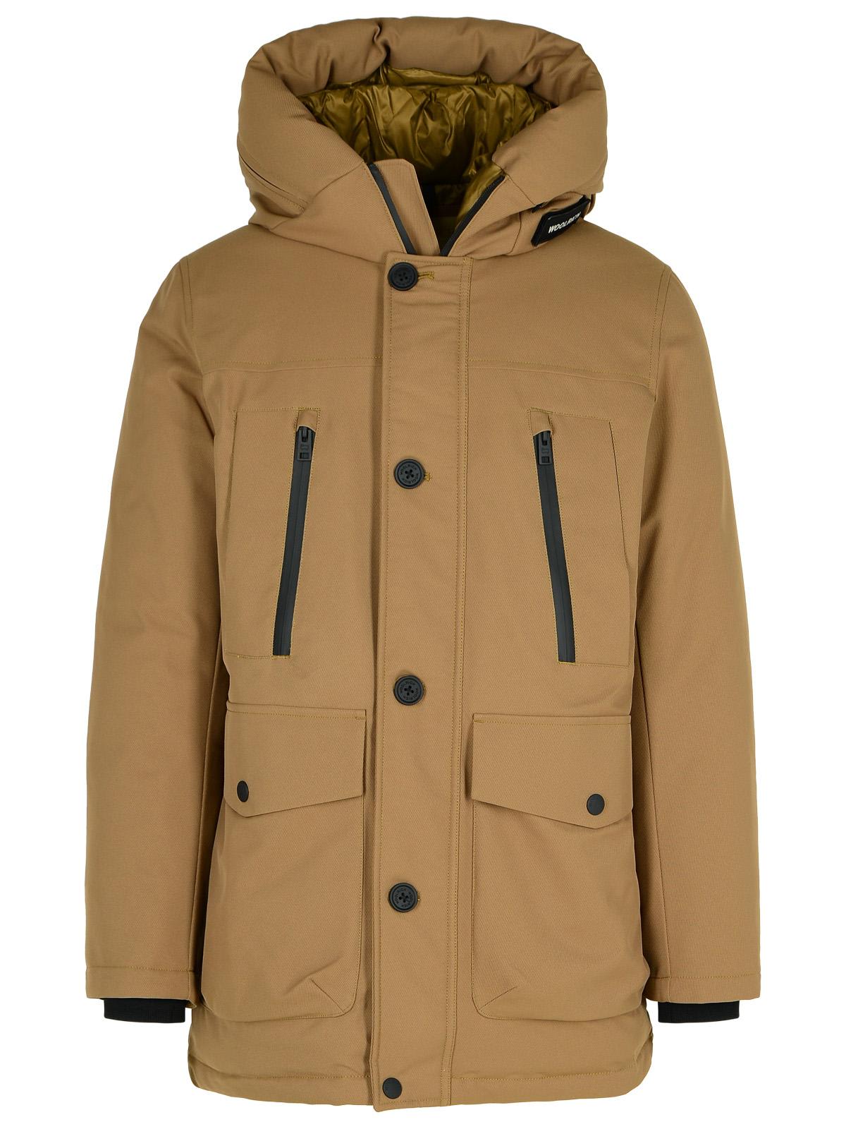 Shop Woolrich Poly Twill Green Polyester Parka In Brown