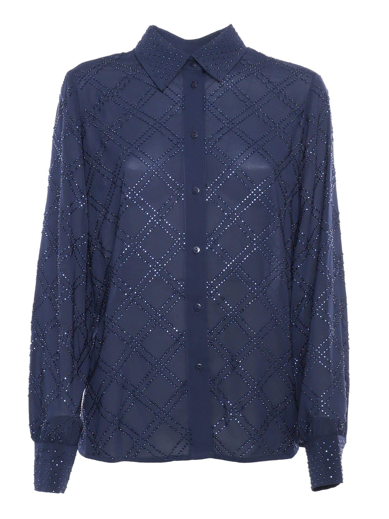 Shop P.a.r.o.s.h Crystal Shirt In Blue