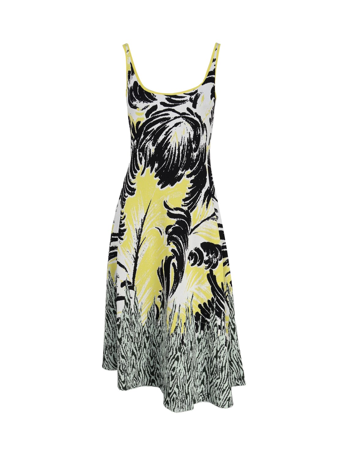 Shop Bottega Veneta Asymmetrical Midi Dress In Jacquard And Viscose With Graphic Pattern In Lighthouse