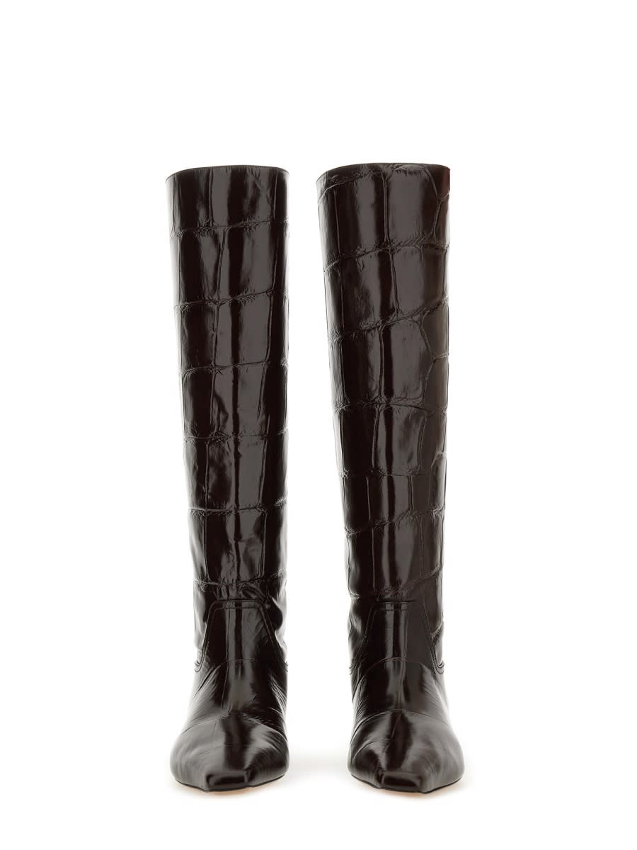 Paris Texas Square Toe Ankle Boots In Brown