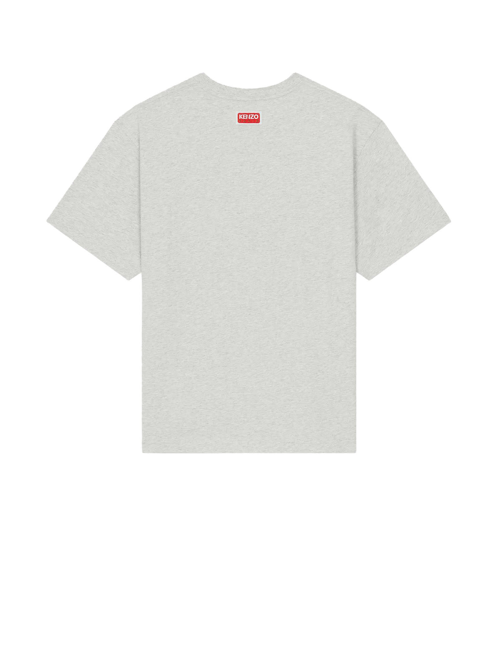 Shop Kenzo Lucky Tiger Oversized Unisex T-shirt In Pale Grey