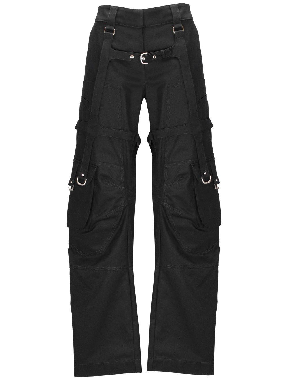 Shop Off-white Buckle Detailed Straight Leg Trousers In Black