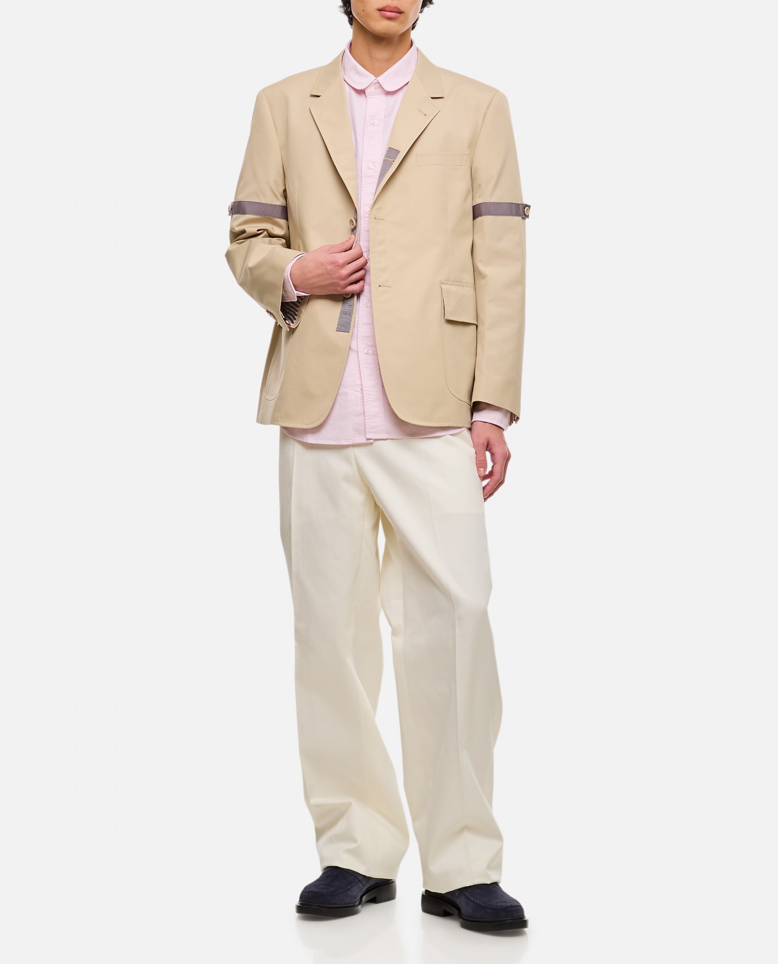 Shop Thom Browne Unstructured Straight Fit Jacket In Beige
