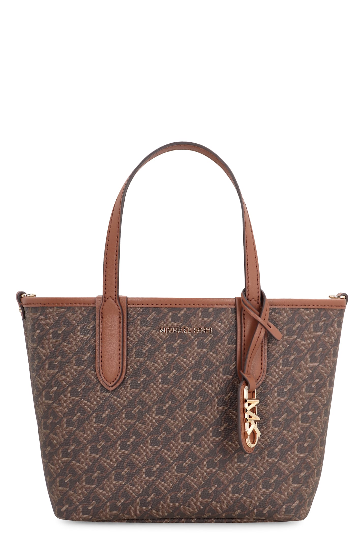 Shop Michael Michael Kors Eliza Printed Canvas Handbag In Brown