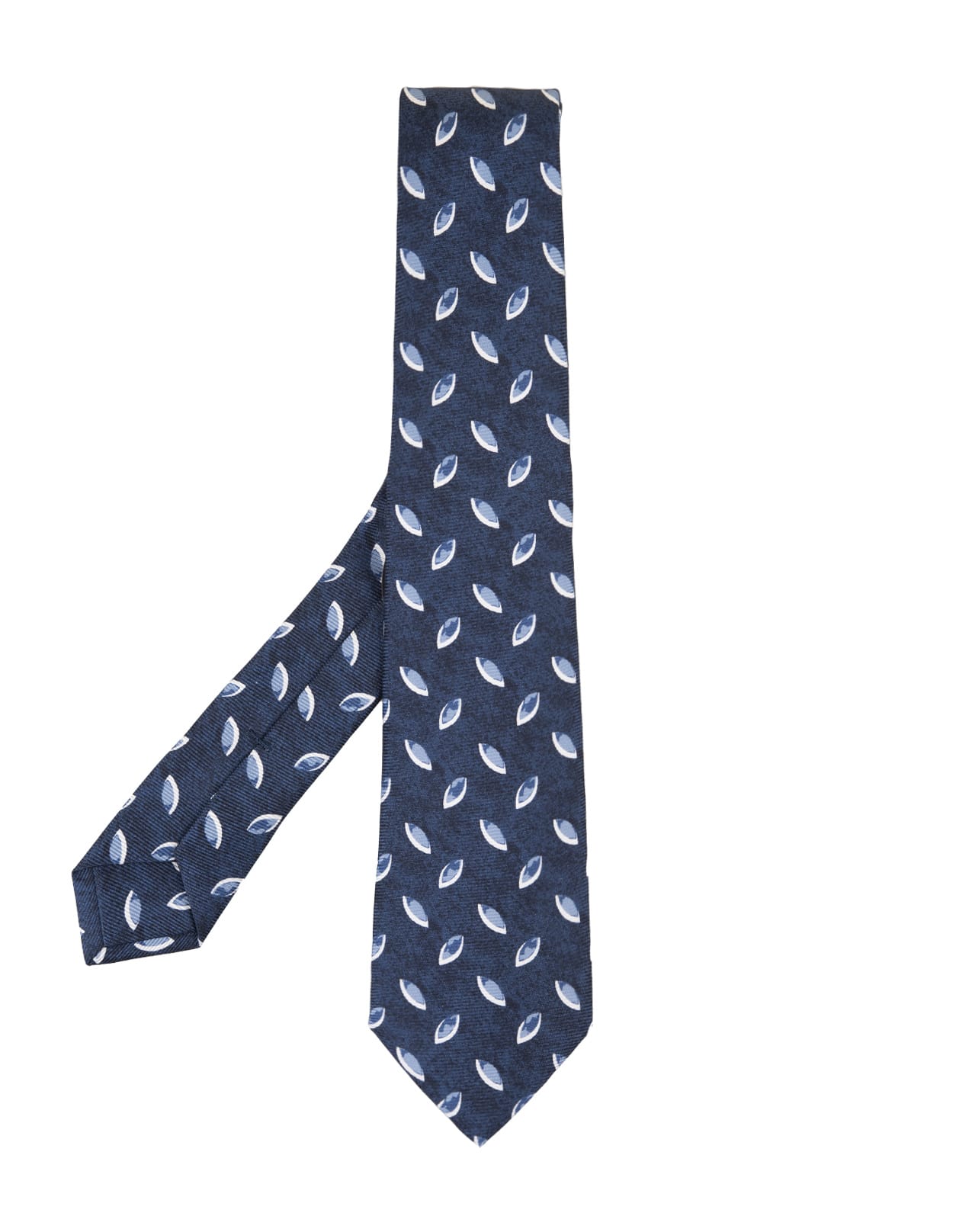 Shop Kiton Blue Tie With Light Blue Leaves Pattern