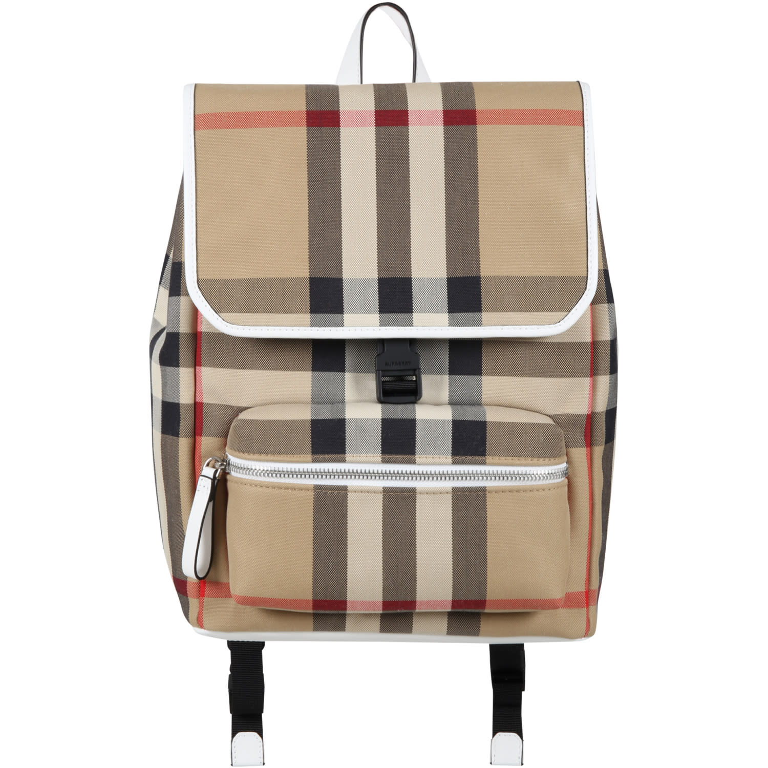 Burberry Beige Backpack For Kids With Iconic Vintage Check